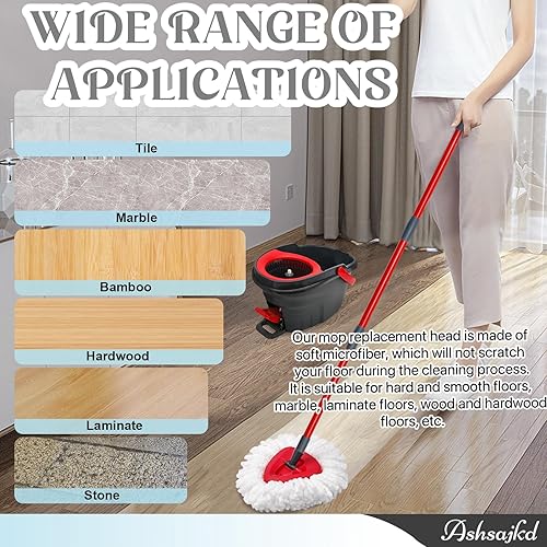 Miniatura 5 de Ashsajkd Paquete de 4 suplementos de cabezal de trapeador giratorio, incluye moppherings de 4 etapas y 1 base de trapeador, compatible con O ceda