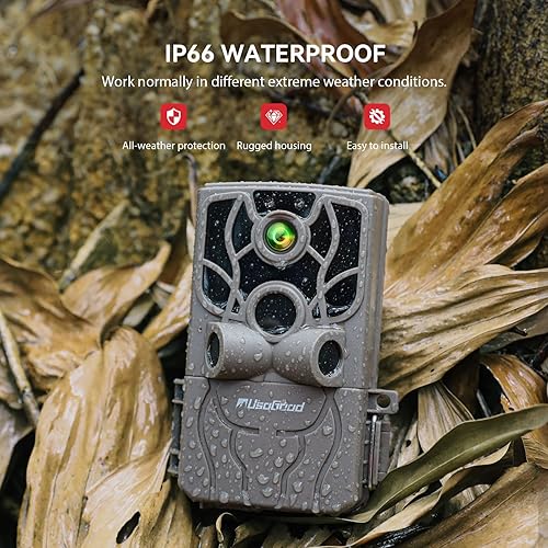 Miniatura 5 de usogood Cámara de rastreo WiFi 4K 48MP, cámara de juego que envía imágenes al teléfono, 8 baterías y tarjeta de 32 GB, cámaras de rastro WiFi