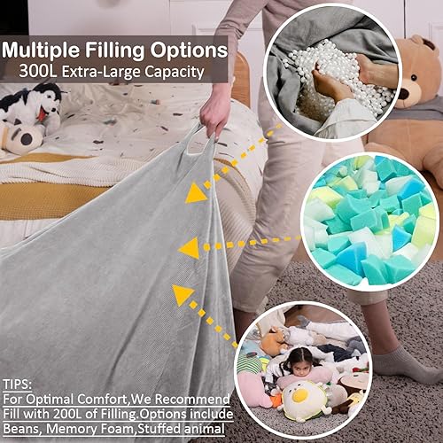 Miniatura 139 de Nobildonna - Funda para silla de puf (relleno sin relleno) de nido de pájaro para niños y adultos. Puf extra grande para almacenamiento de animales