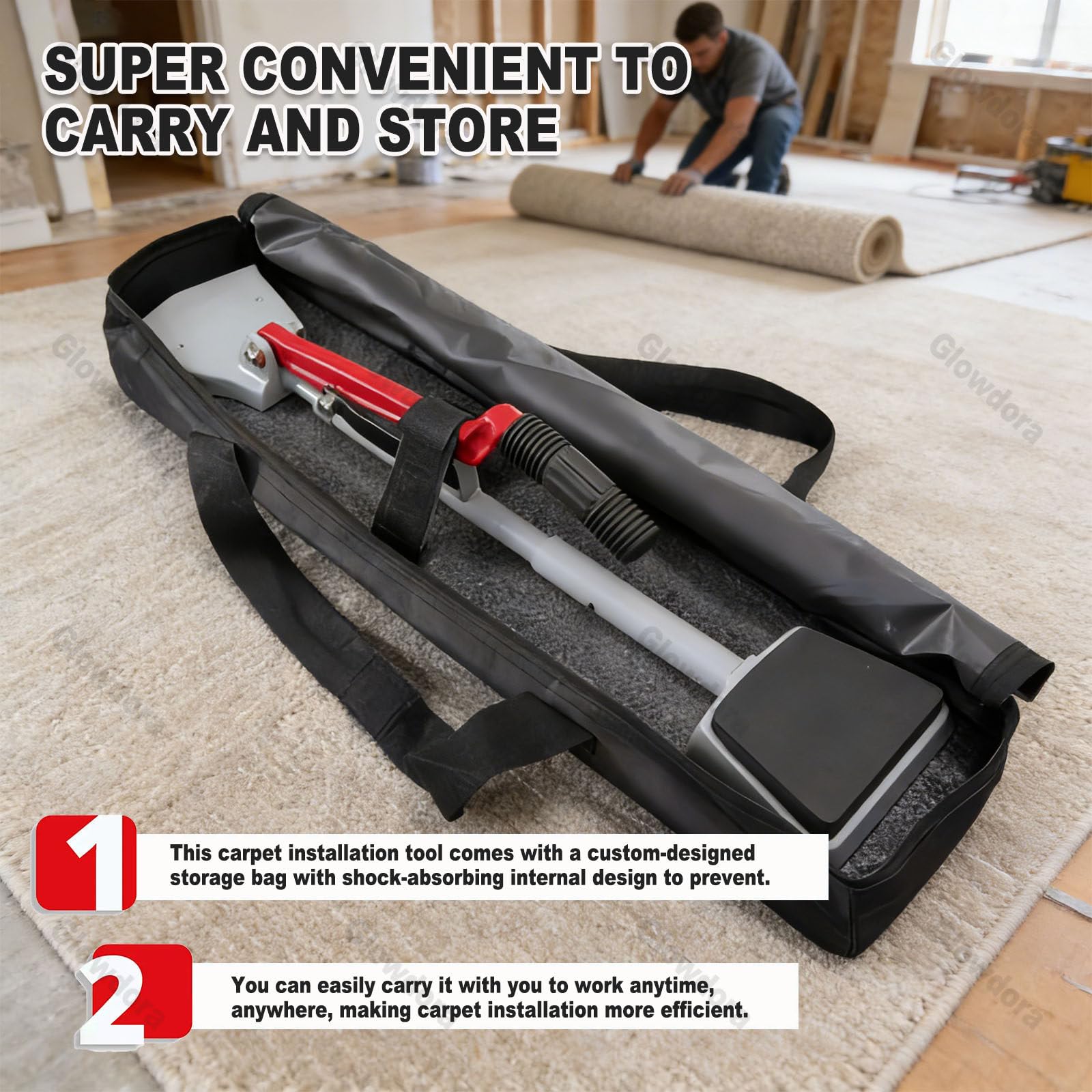 Kit d'outils d'installation de moquette avec 20 aiguilles en acier, verrou à une traction, pour installation au sol de moquette