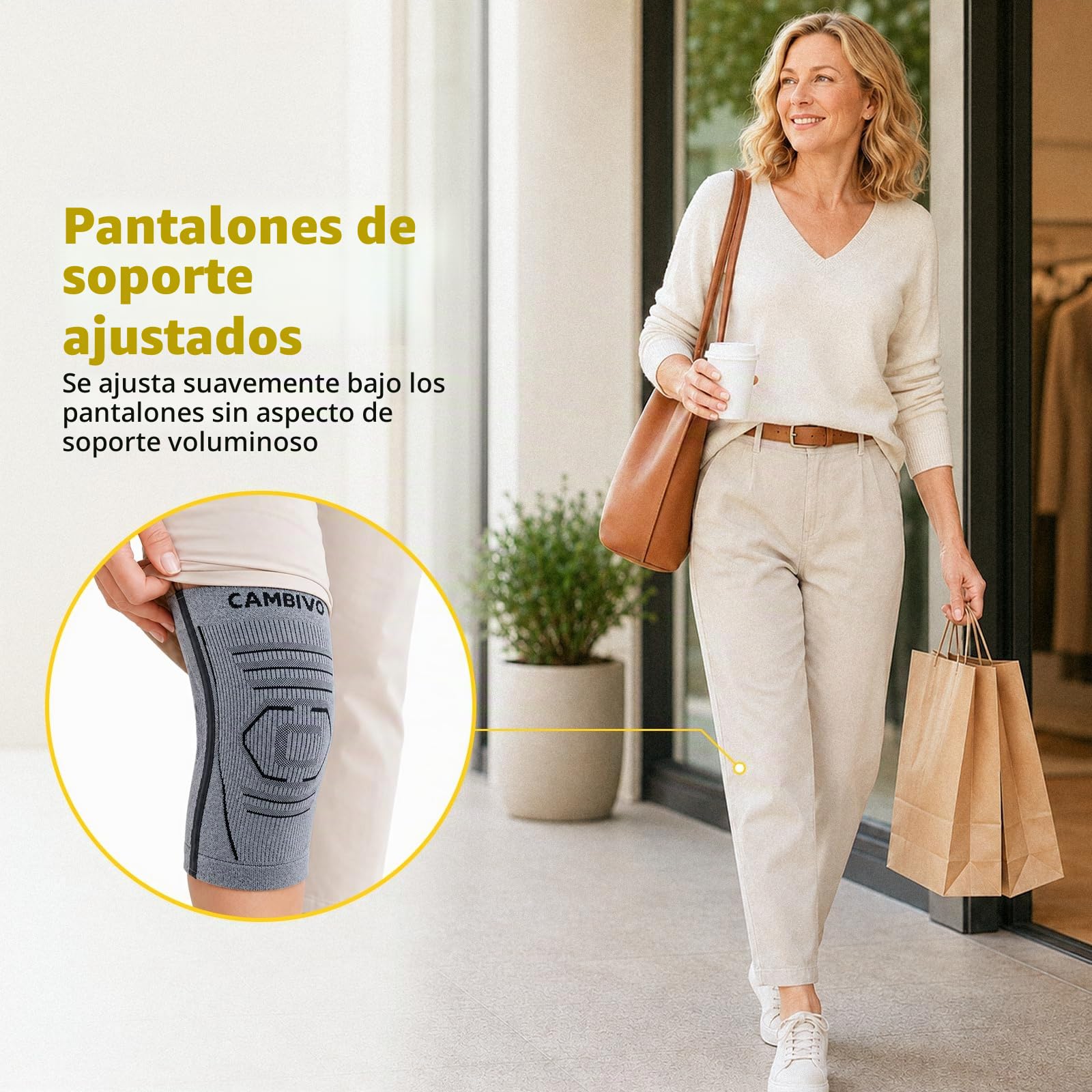Rodilleras de Compresión Ligera con Estabilizadores Laterales Flexibles | Rodilleras Menisco y Ligamento de Punto 3D, Rodilleras Rotuliana Transpirable para Gym, Running, Senderismo