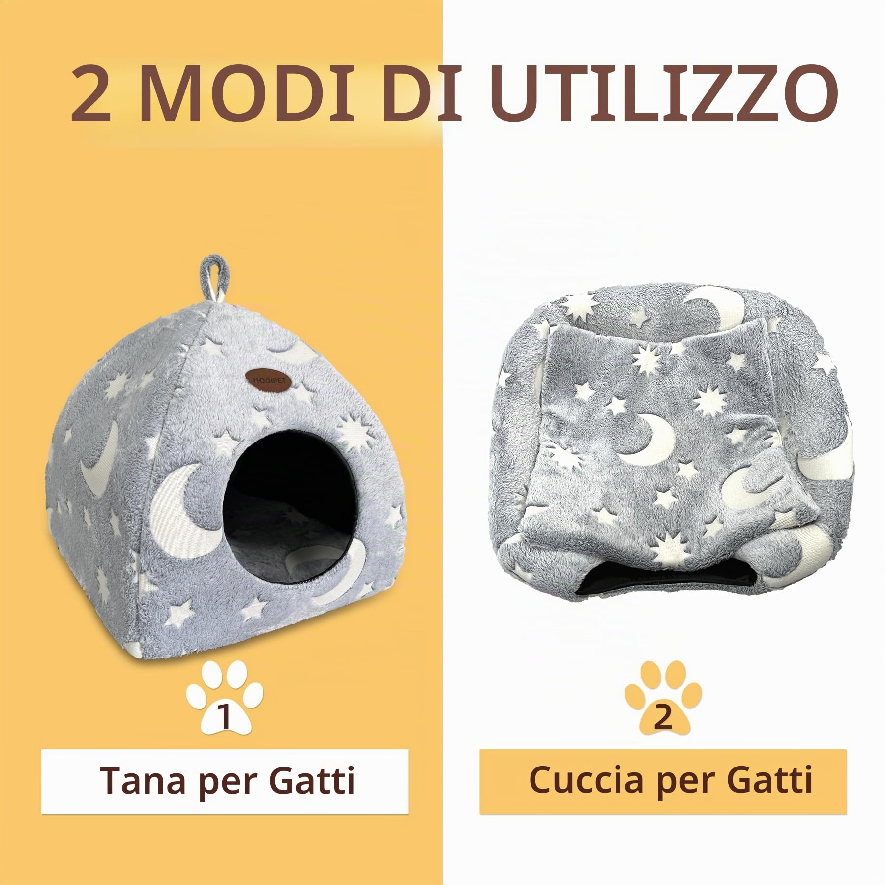 Cuccia per Gatti con Cuscino di Flanella Casetta per Gatti da Interno Tenda per Gatti Grotta per Gatto Domestici e Piccoli Animali 33x33x35cm