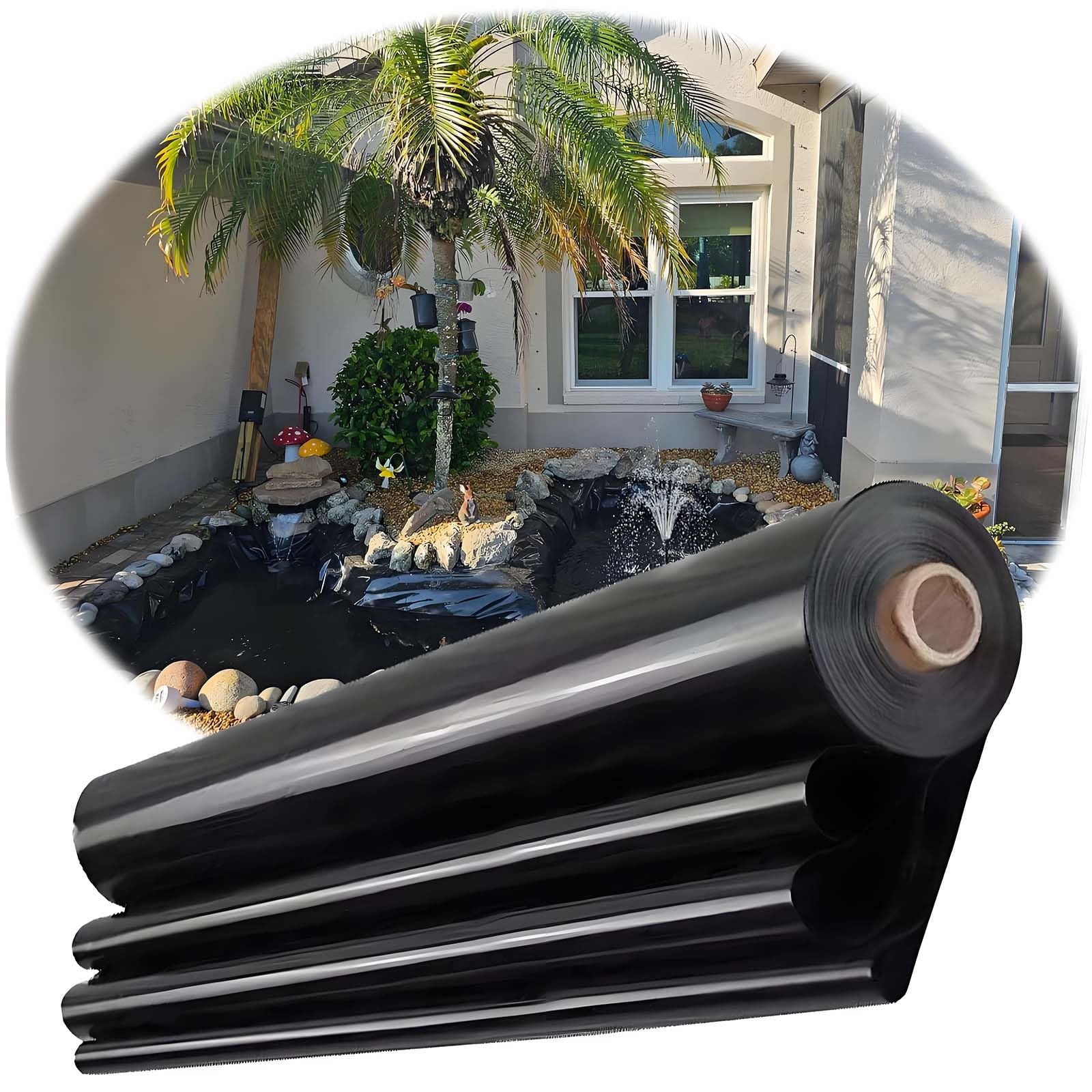 Odporna na promieniowanie UV wkładka do stawu rybnego, wytrzymała guma EPDM, składana wodoodporna membrana do basenów z dziką przyrodą (2,5 x 2,5 m, 5 x 6 m, 5 x 7 m)