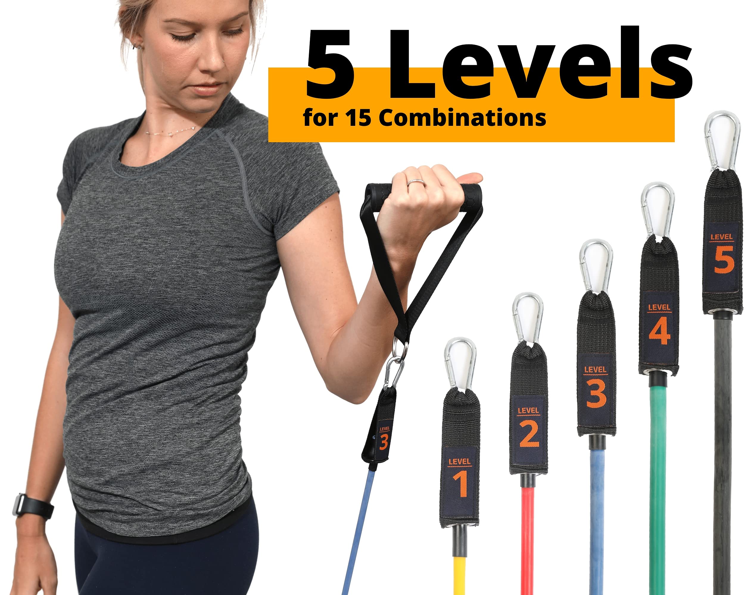 Brazyn Widerstandsbänder-Set mit Griffen, 12-teiliges Band-Set mit Reisetasche, Anleitung, Knöchelriemen und Türanker, für Workout, Fitnessstudio, Krafttraining, Bungee, Yoga, Pilates, Physiotherapie