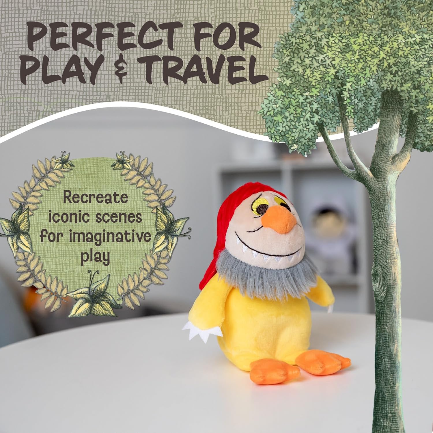 KIDS PREFERRED Where The Wild Things are Plush 9 Inch Tzippy Monster Stuffed Animal with Crinkle Feet and Bean Filled Bottom