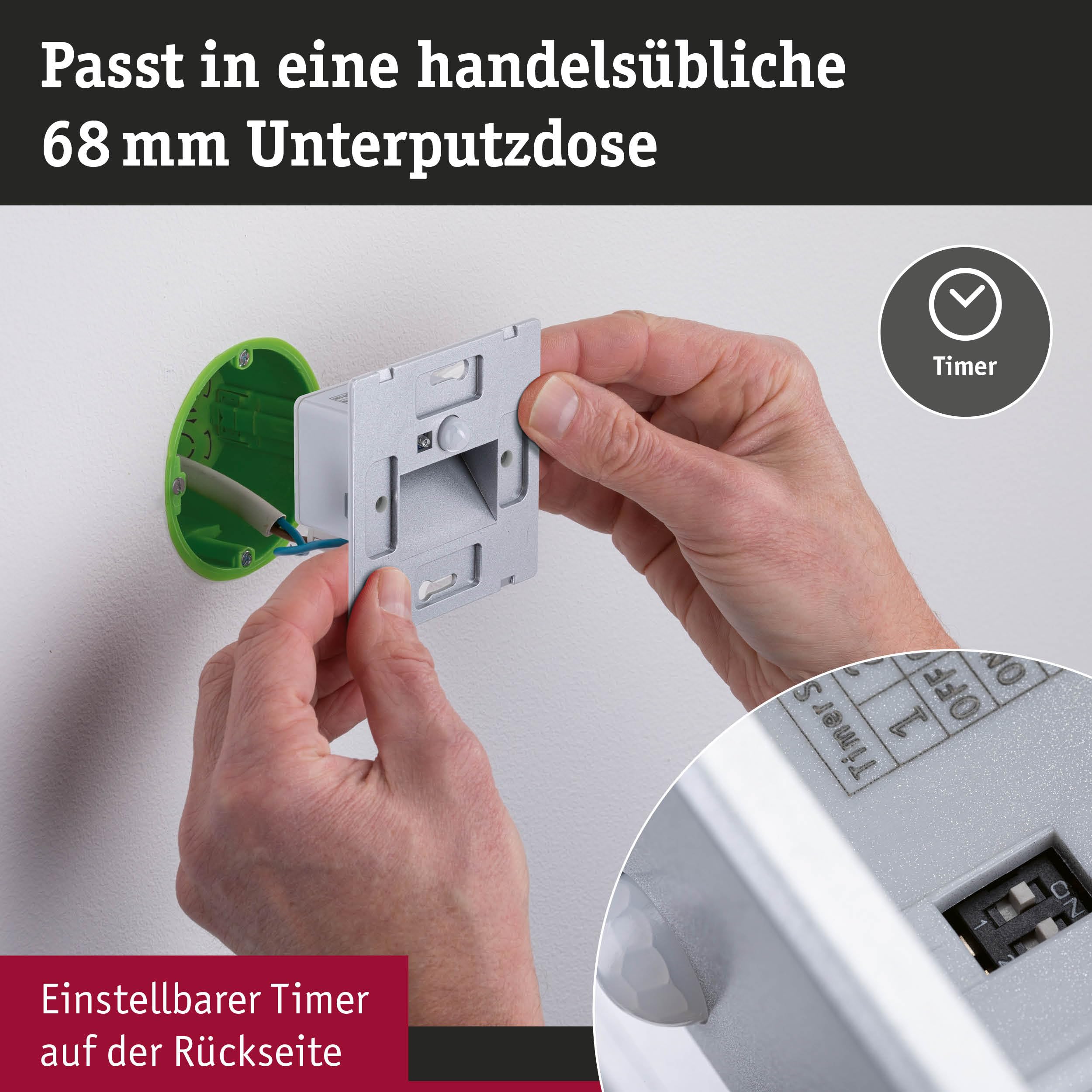 Paulmann 5271 Set LED Wandeinbauleuchte Edge 3er-Set 80x42 mm 3x1,2W 3x25lm 230V 2700K Weiß matt