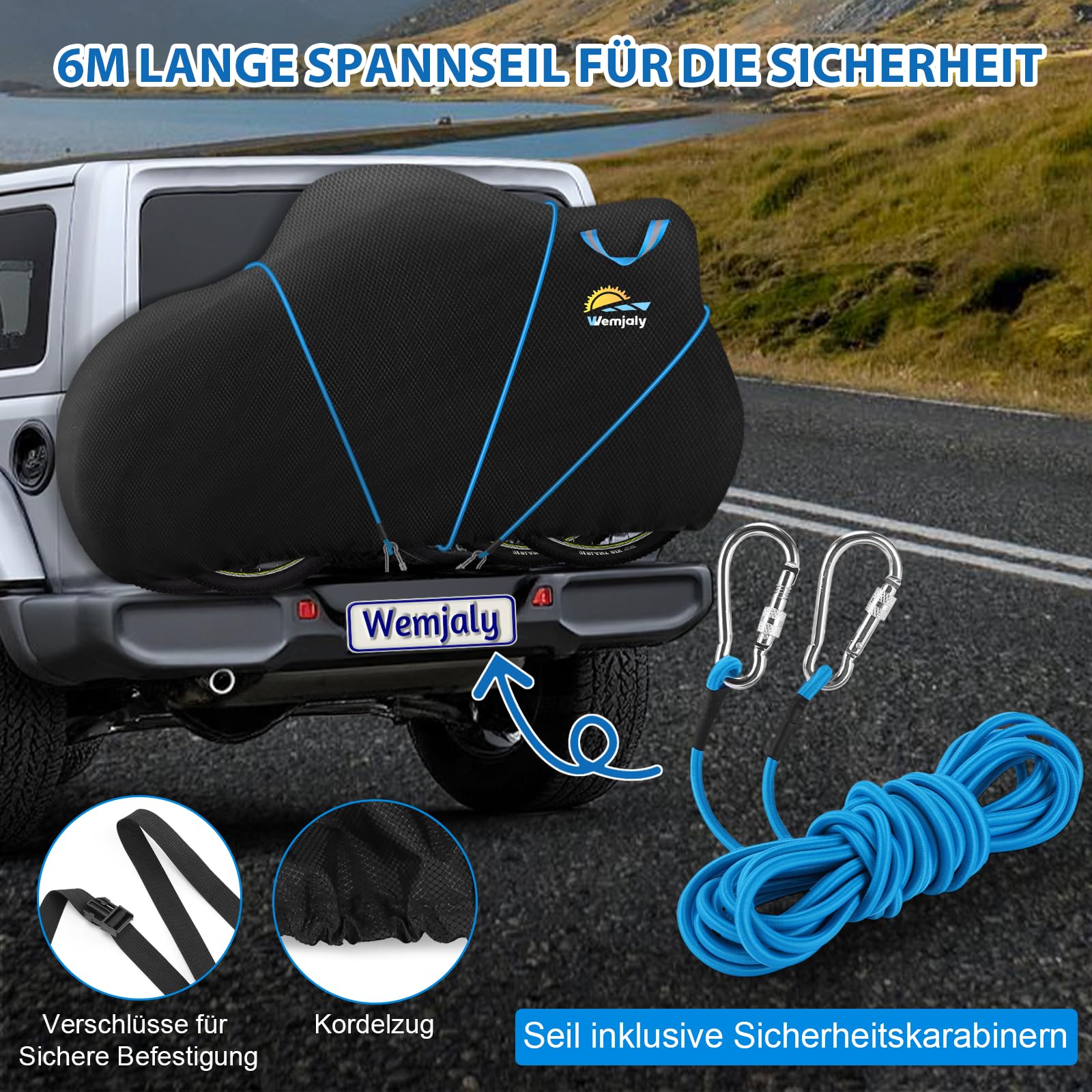 Fahrradabdeckung für 2 Fahrräder - 900D Fahrradschutzhülle PU-Beschichtung Außenbereich Wasserdicht & Strapazierfähig Fahrradplane mit 6M Elastisches Seil Passend für Fahrradträger am Auto