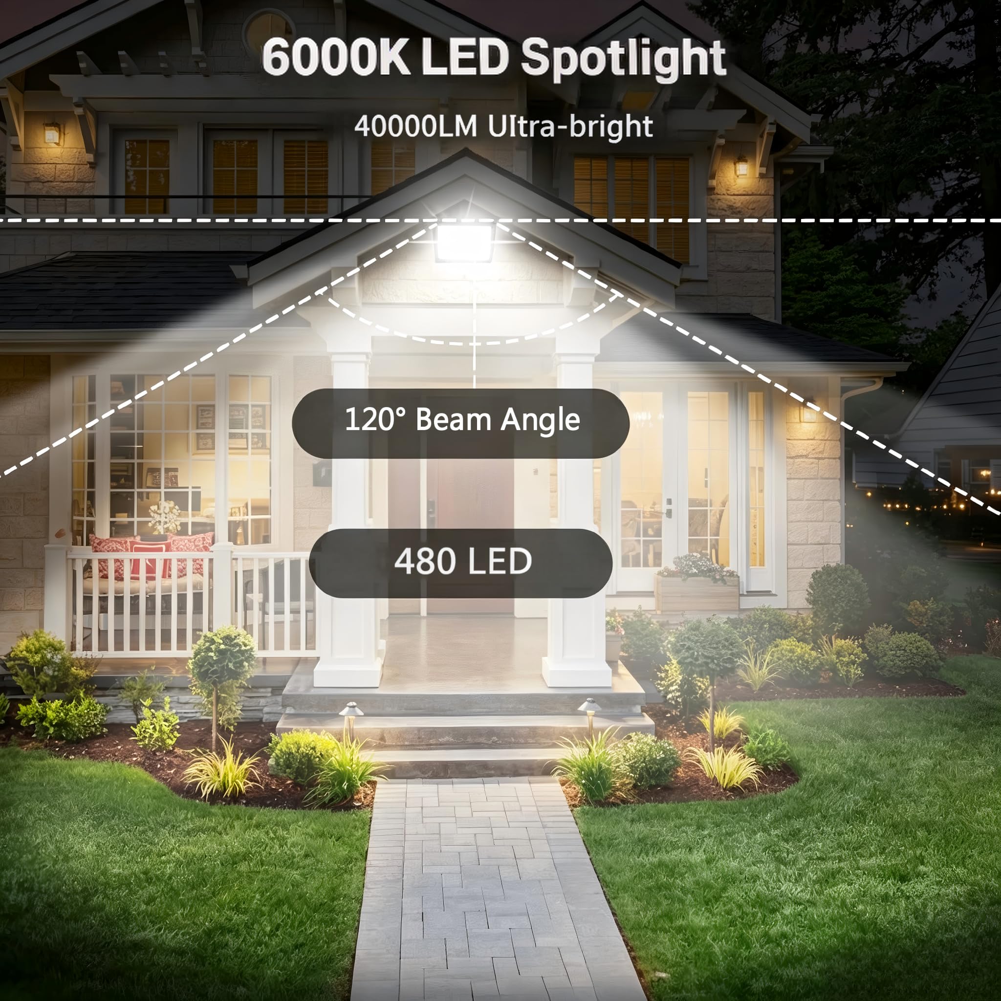 400 W LED reflektor zewnętrzny zimna biel 6500 K, 40000 LM Reflektor LED, IP66 wodoodporne reflektory LED do domu, podwórka, ogrodu, siłowni, garażu