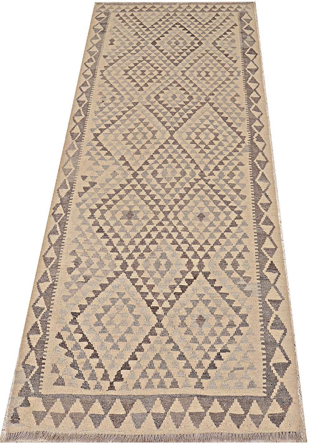 Afghan Kelim Old Style Natural Tapis tissé à la main Beige géométrique 100 x 200 cm