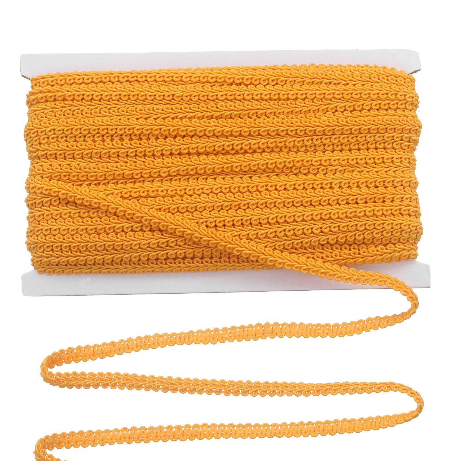 sourcing map 0.8 cm x 27 Yards Gimp Braid Trim, Upholstery Trim Polyester Braid Ribbon Curtain Decorative Edge Lace for Home Decor DIY Crafts Sewing Costume, Dark Yellow