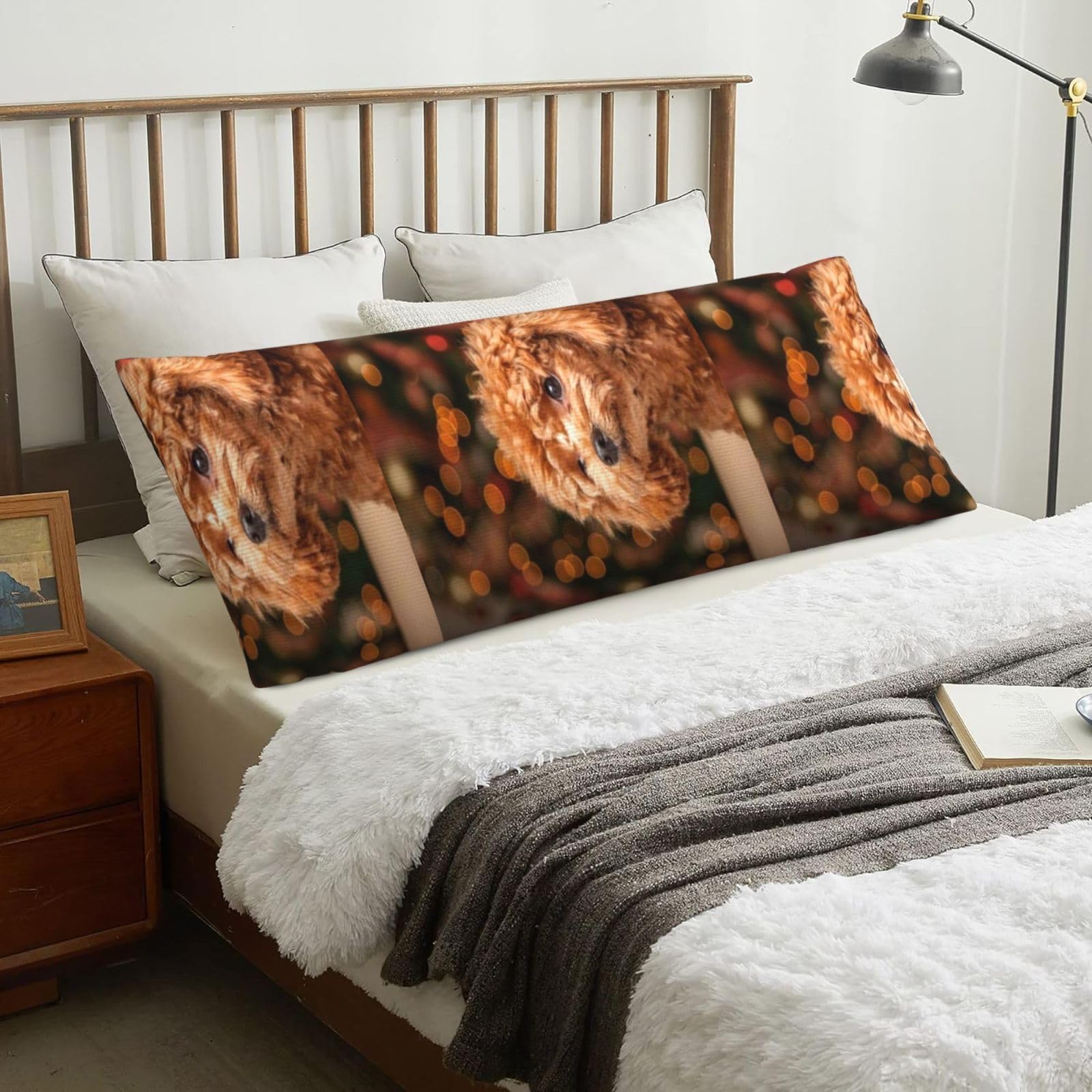 Cute Poodle, Body Pillow Cover with Zipper,Long Body Pillowcase 20 x 60 in