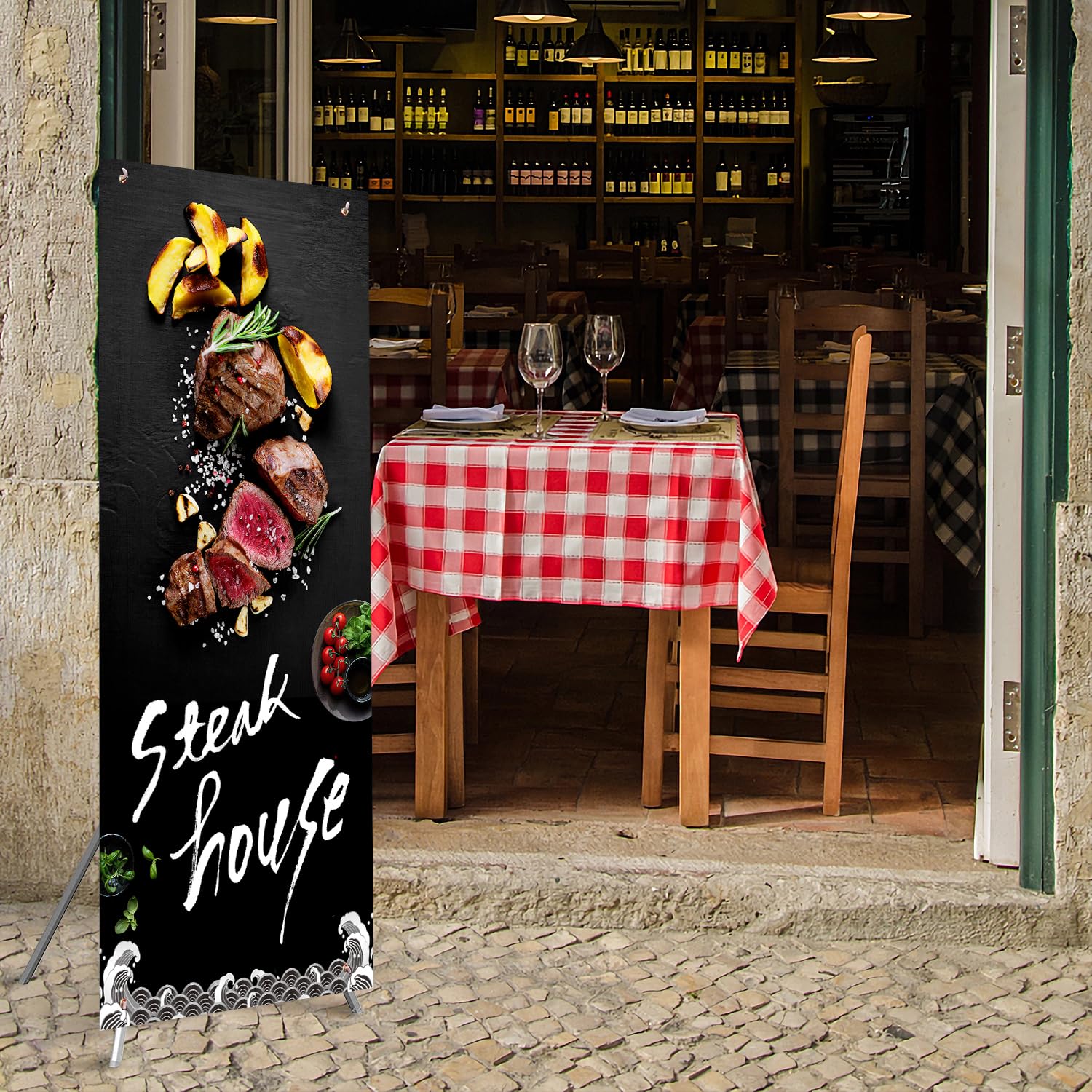 Soporte ajustable para pancartas en X para negocios, exhibición al aire libre e interior, publicidad, pancartas y carteles, pancarta retráctil portátil con soporte para fiesta con bolsa de transporte