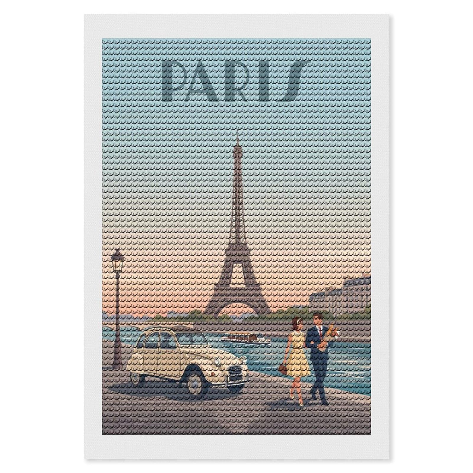 Junmoney Parisian Scene with Eiffel Tower Full Drill Diamond Painting Kit 8"x12", for Teens, Calming Craft to Unwind, Home Wall Decor, Christmas Gift