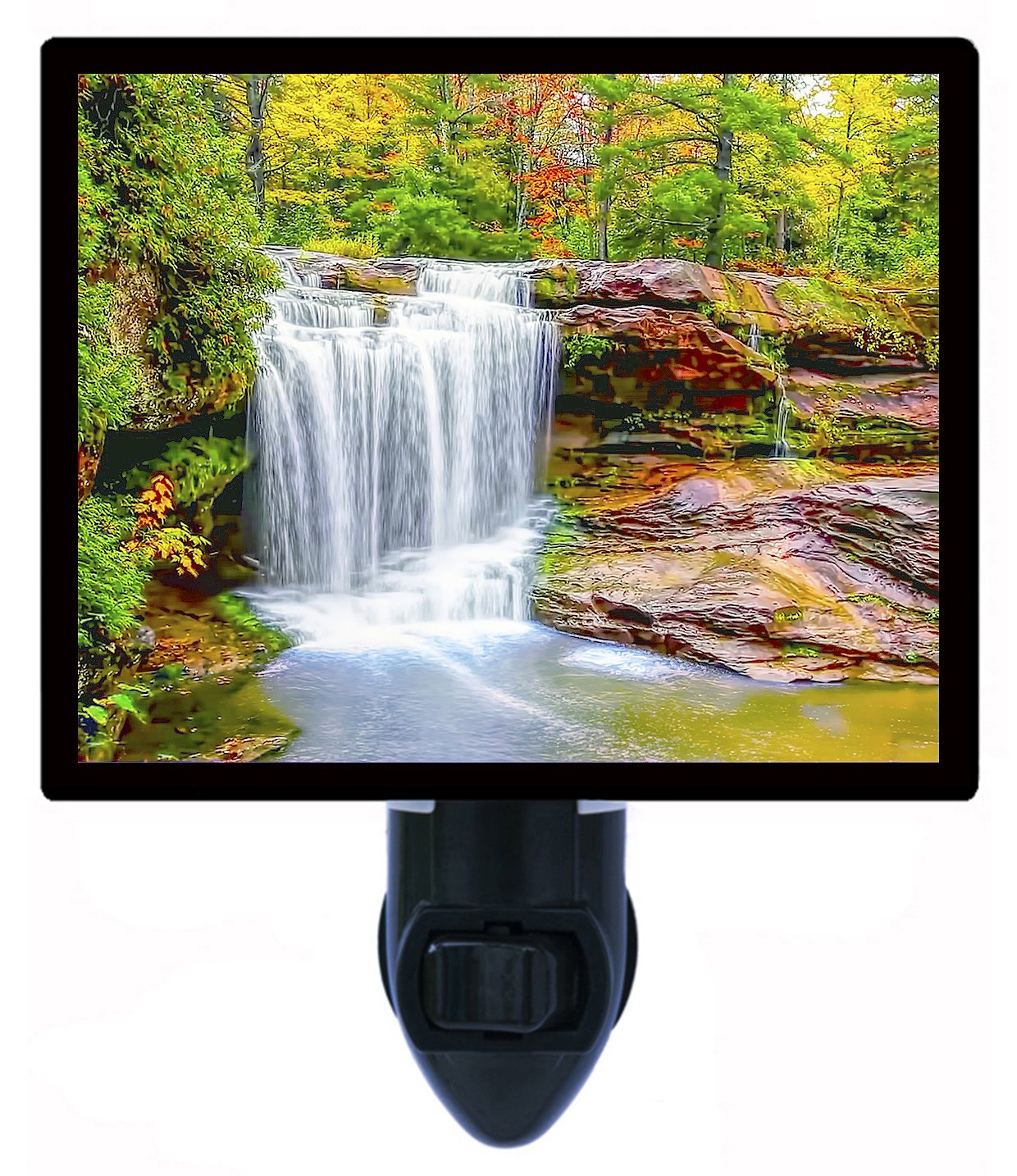 Night Light Hidden Waterfall Landscape River Rocks Trees Forest LED Night Light