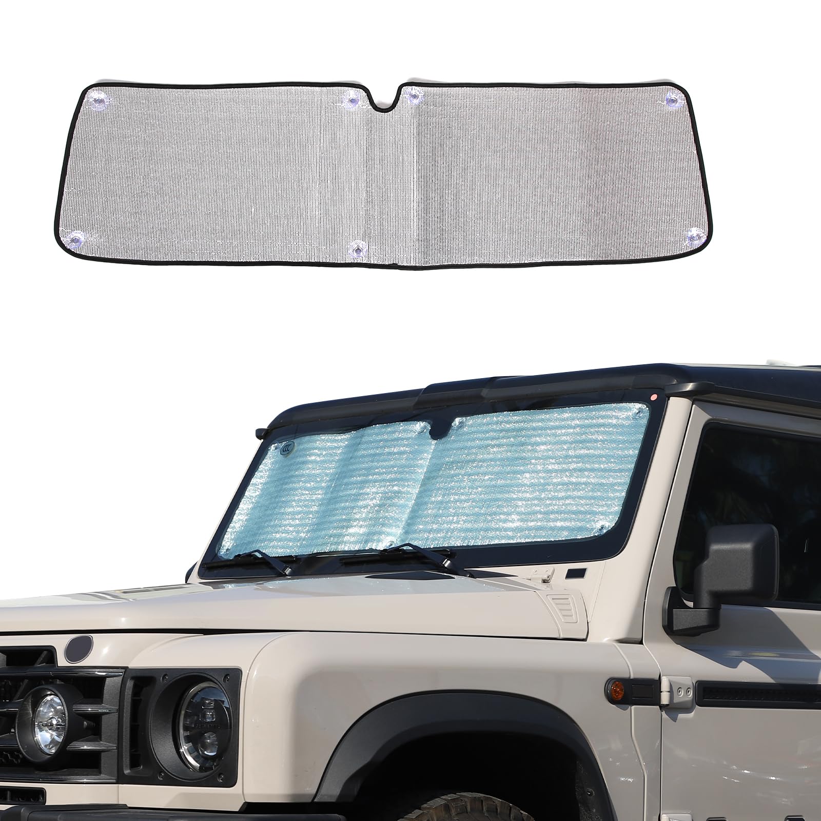 Car Windshield Sun Shade Compatible with Ineos Grenadier 2020-2024 UV Reflector Auto Front Window Sunshade Visor Shield Cover （Style A，Front Glass sunshade-1Piece）