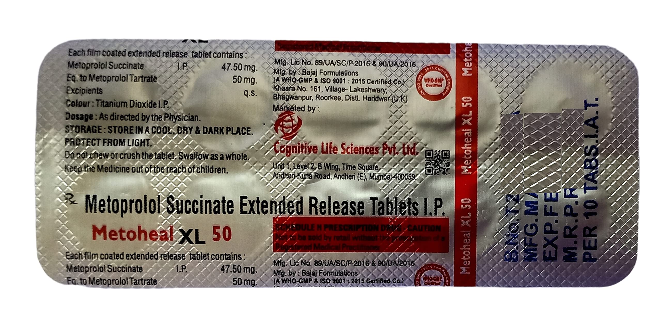 Metoheal XL 50mg - Strip of 10 Tablets