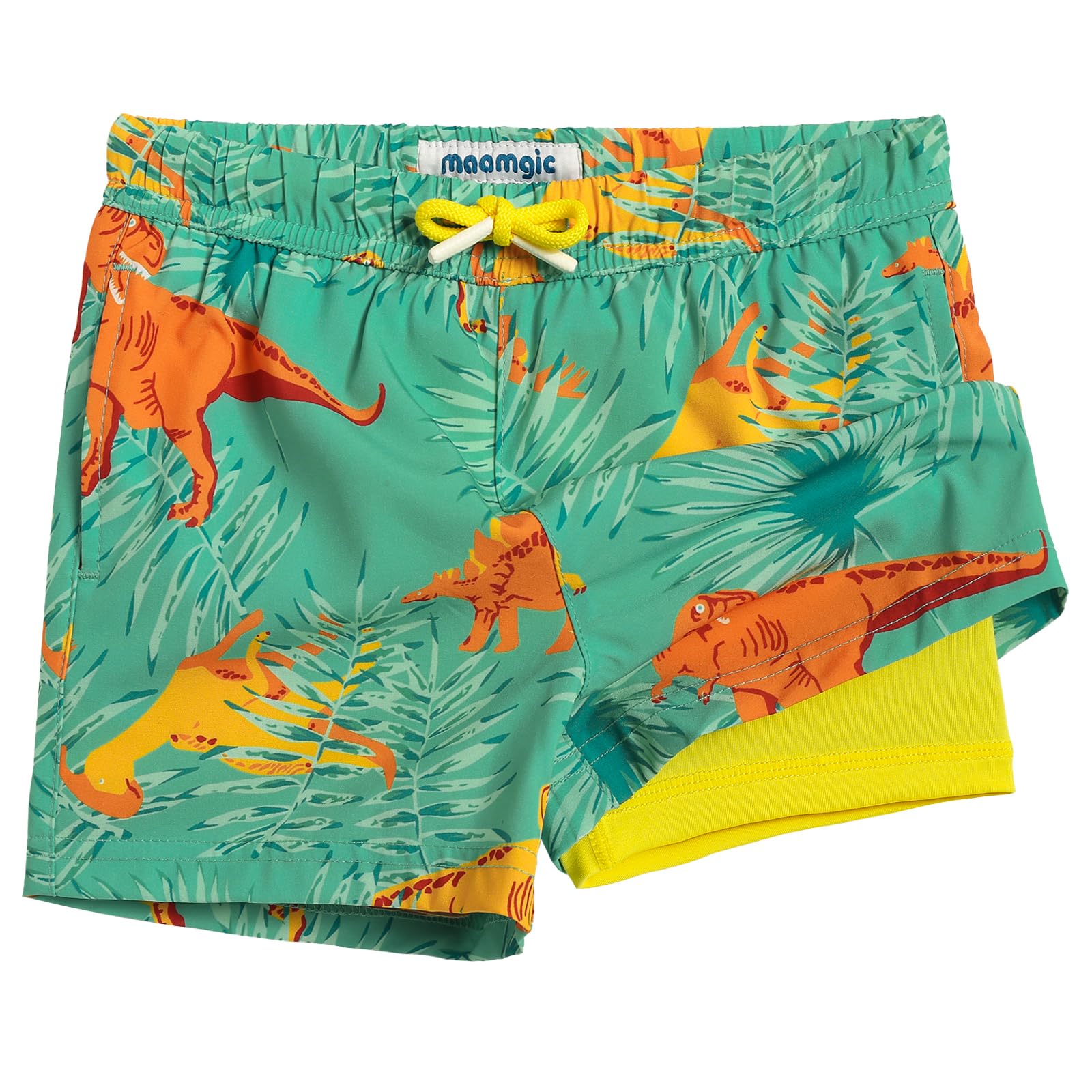 maamgic Bañador Niño con Forro 2 en 1 de Compresión y Cintura Ajustable Shorts Traje de Baño Bañador Corto de Natación Secado Rápido VÍA Multiple