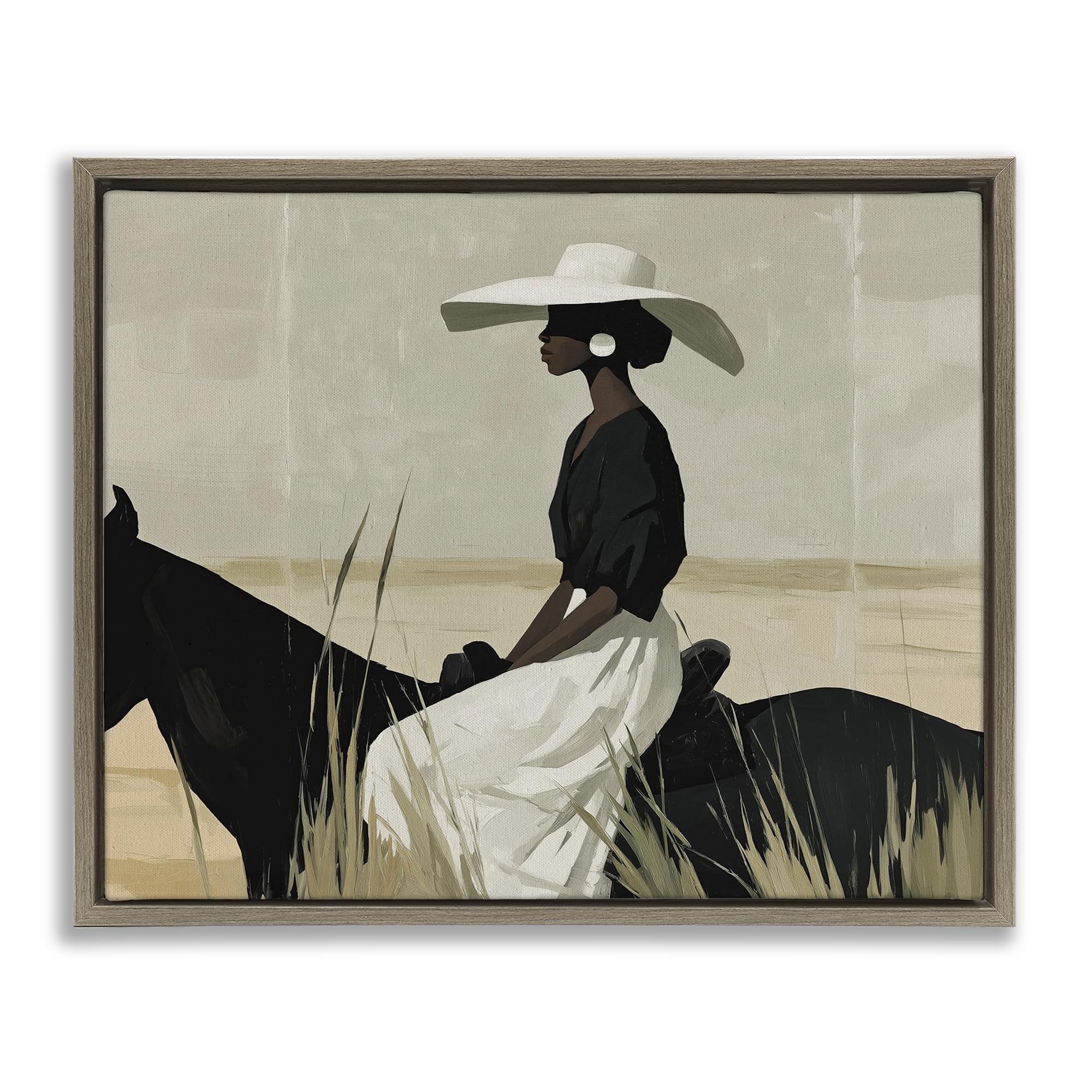 Stupell Industries Equestrian Elegance Silhouette 'Equestrian Elegance Silhouette', Floating Frame Canvas Art, Brown, 31 X 25 Inches, Easy To Hang And Sturdy, Made In Usa, By Svetlana Aleynikova