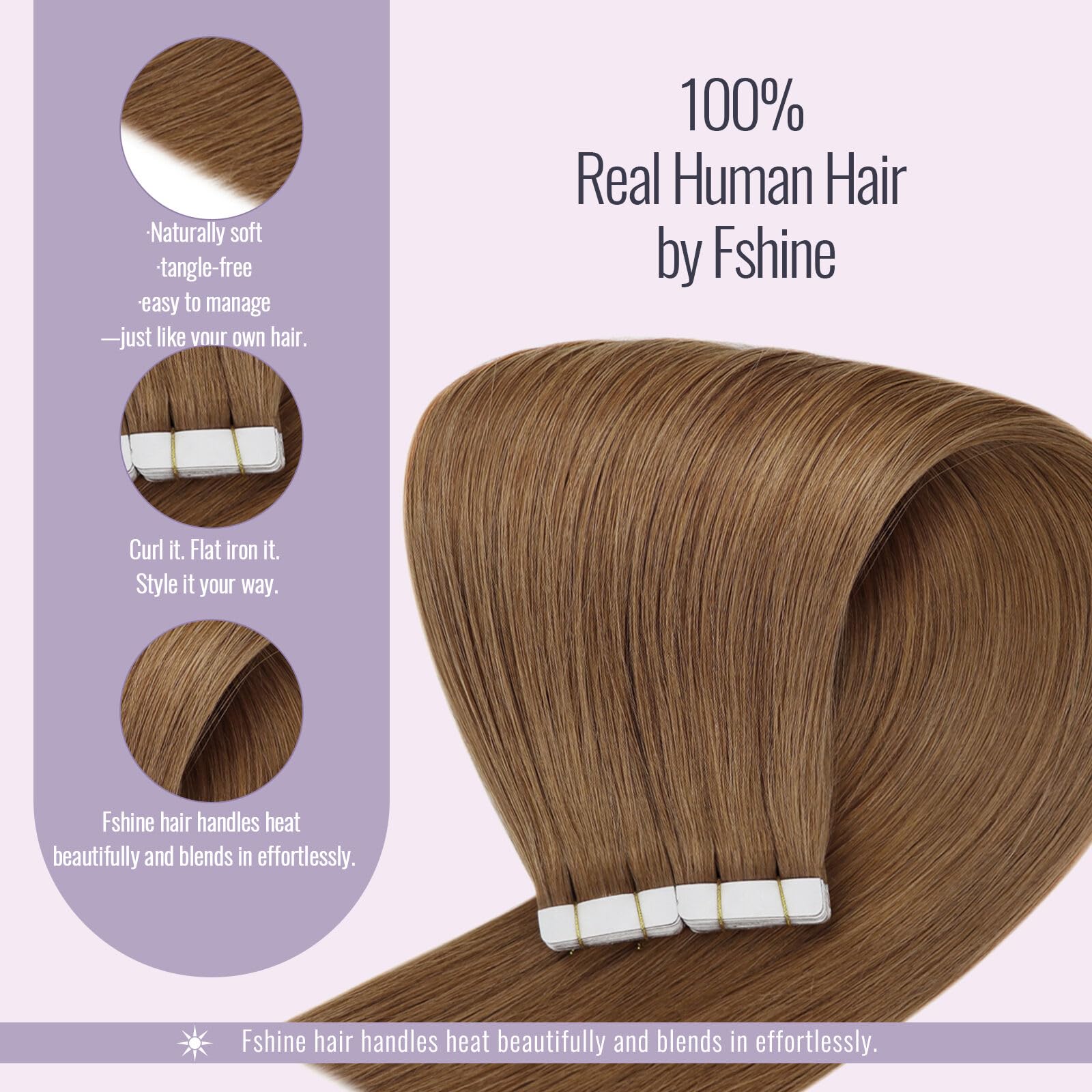 Fshine Extension Capelli Veri Biadesivo 40 cm 50 g 20 pcs Biadesive Capelli Umani Lisci Marrone Rosso Extension Adesive Lisci Rame Tape Real Human Hair Matrimonio 330