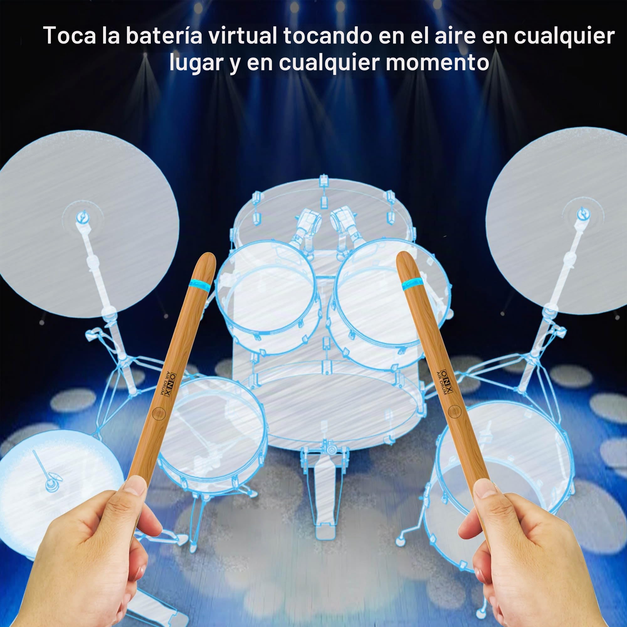 Baquetas eléctricas de 4ª generación, tambor de aire virtual con baquetas, pedales, Bluetooth y 8 sonidos, batería electrónica para adultos, niños, regalo