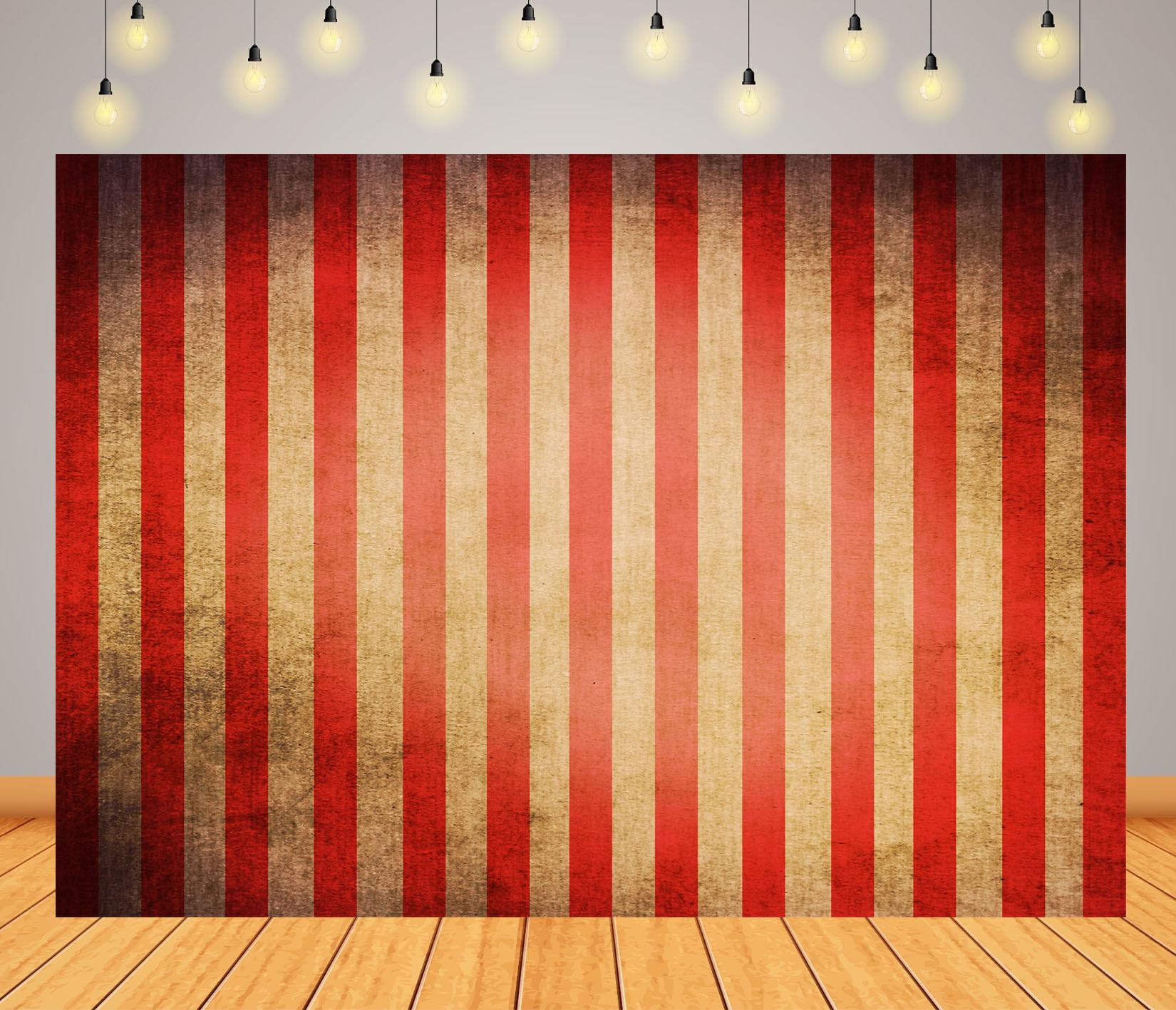 12x10FT (3.6x3m) Strisce Da Circo Vintage Rosse E Crema Sfondo Fotografico | Motivo Retrò Da Tenda Del Circo Fondale In Tessuto,Bande Verticali Carta,Per Feste Al Luna Park E Foto Bambini,Photo Booth