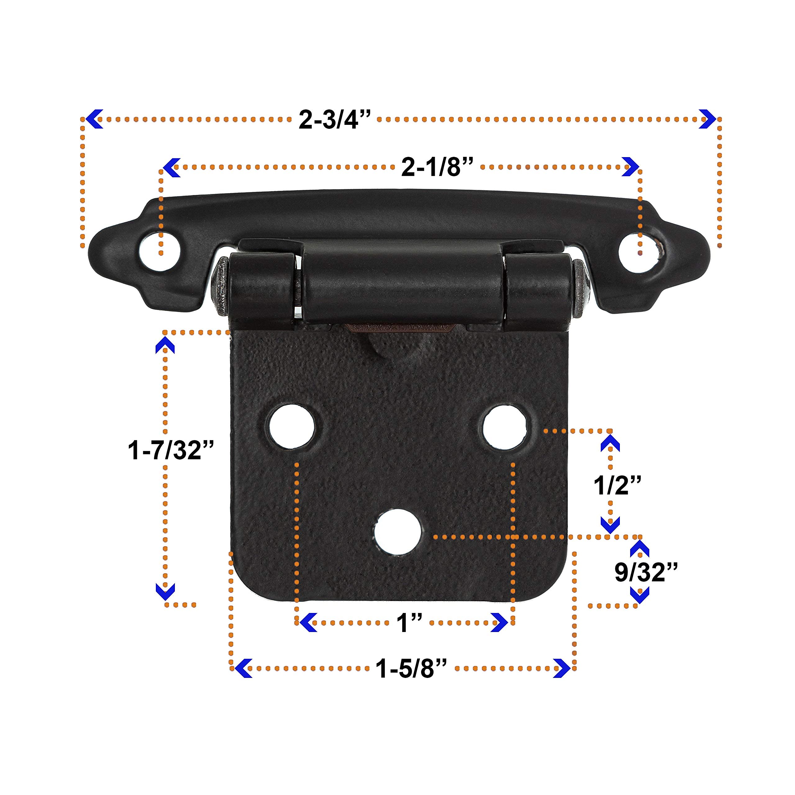 Decobasics Matte Black Hinges for Kitchen (25 Pair 50