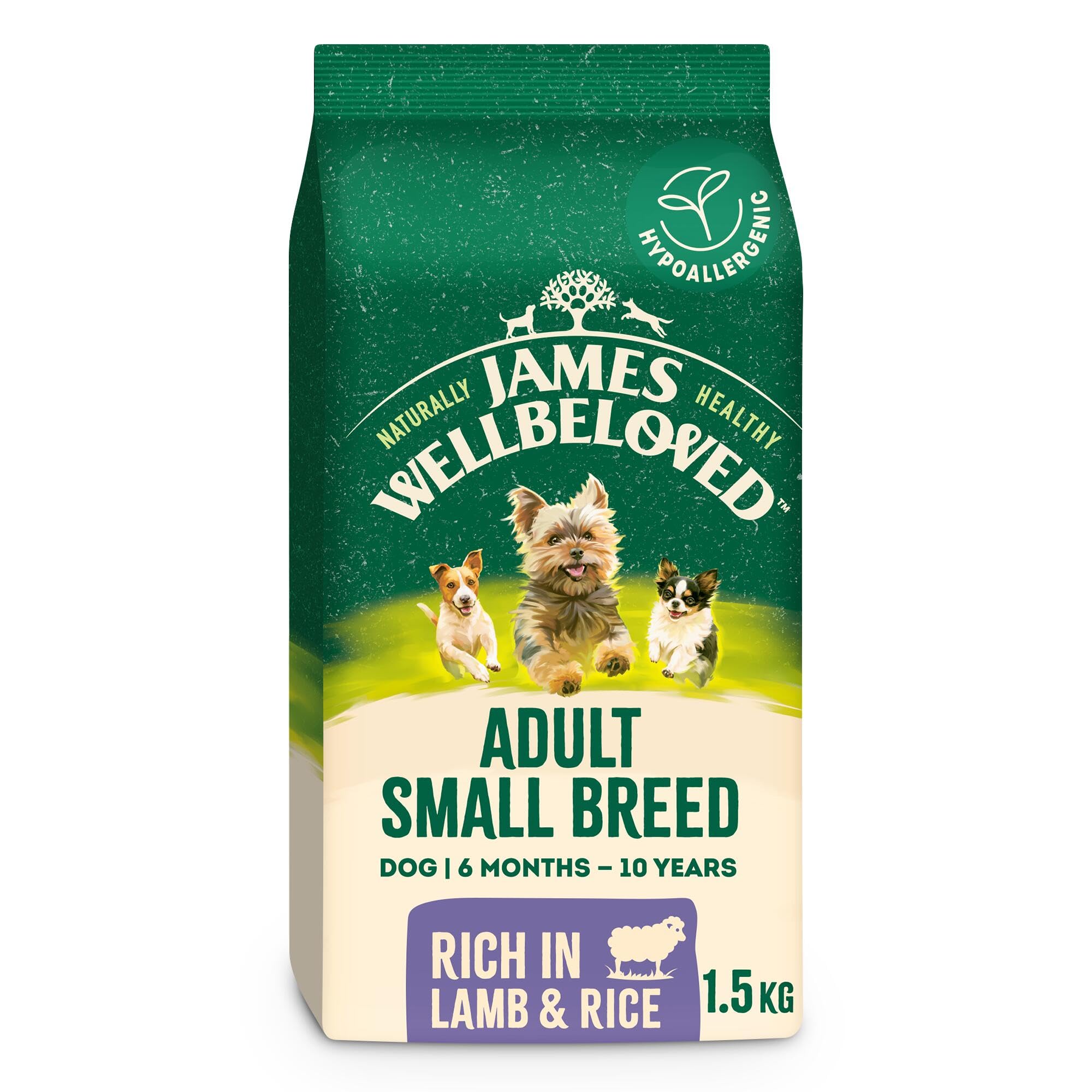 James Wellbeloved Hypoallergenic Dry Dog Food for Adult Small Breed Lamb & Rice 1.5 kg