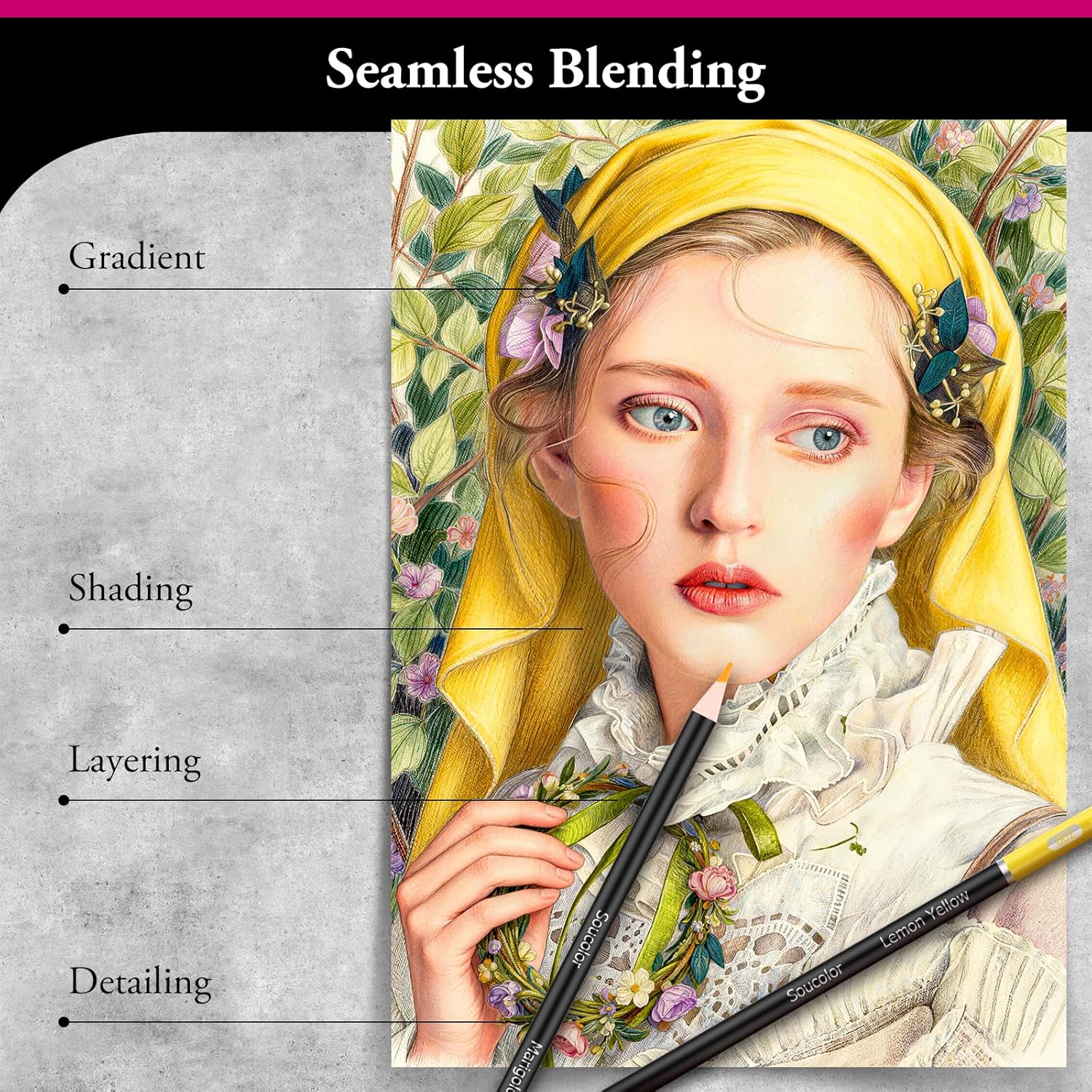 Soucolor 72-Color Colored Pencils for Adult Coloring Books, Soft Core, Back to School Supplies, Smooth Coloring Pencils for Kids Sketching, Drawing, Blending, Shading, Arts & Crafts Supplies Gift - Image 3