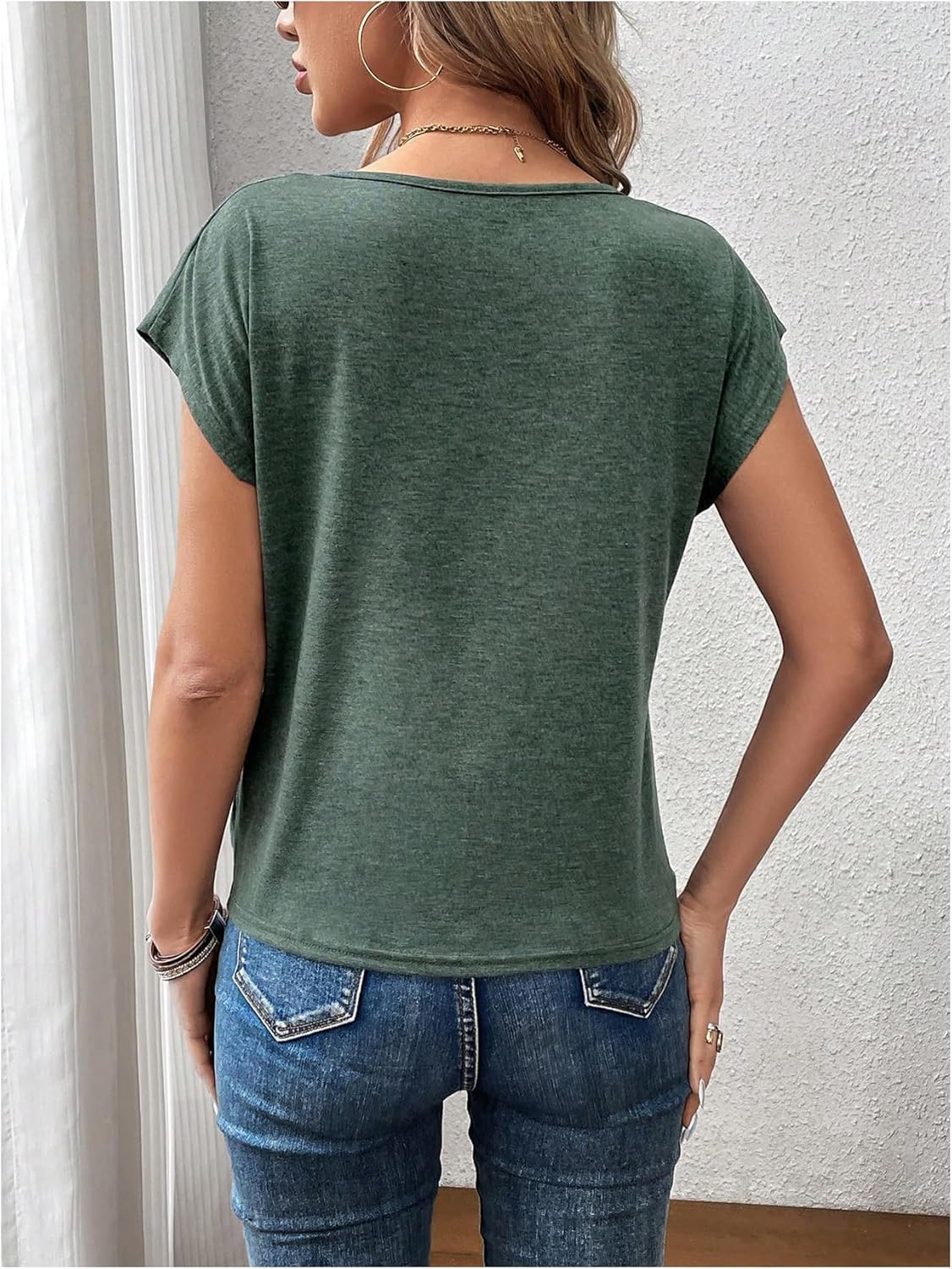 SOLY HUX Women's V Neck Short Sleeve T Shirts Twist Front Casual Summer Tunic Tops - Image 3