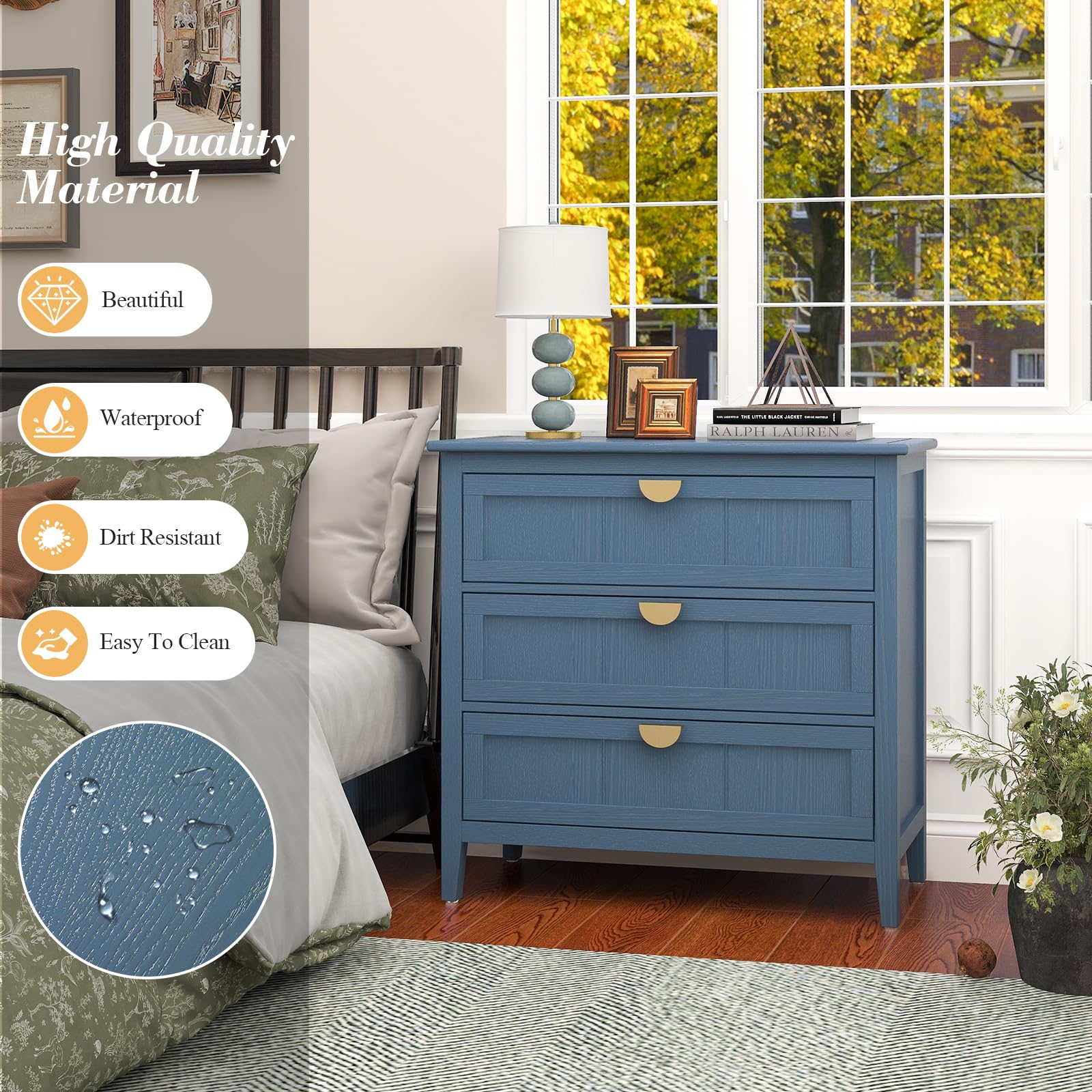 blue 3 drawer dresser Charlotte 3 Drawer Dresser | Dressers main image 1