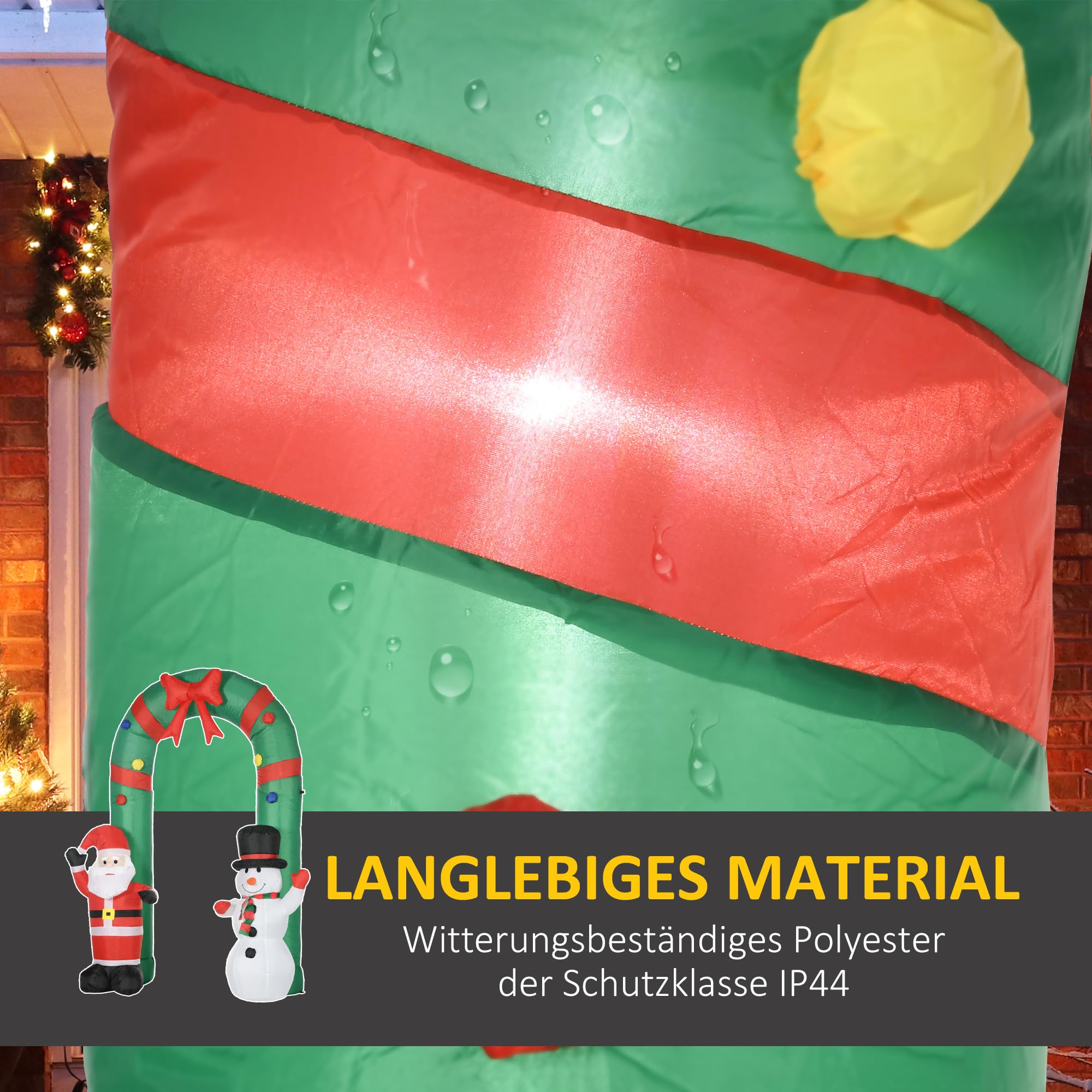 HOMCOM Aufblasbarer Weihnachtsbogen 245cm mit Schneemann, LED-Lichter | Weihnachts-Torbogen, Weihnachtsmann, Weihnachtsdeko Outdoor, für Garten Rasen Hof Urlaub