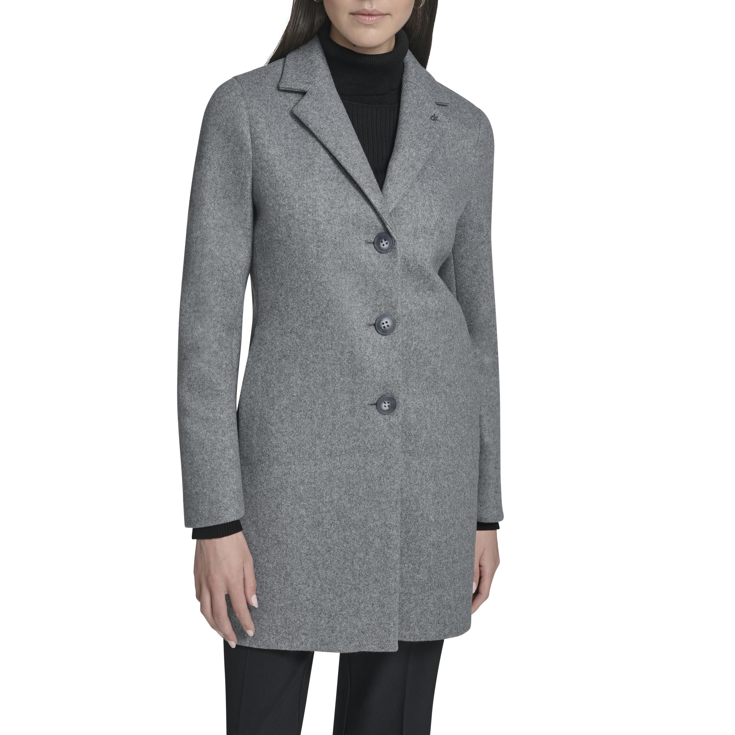 Calvin Klein womens Classic Faux Wool Overcoat – Long Button Front Winter Jacket