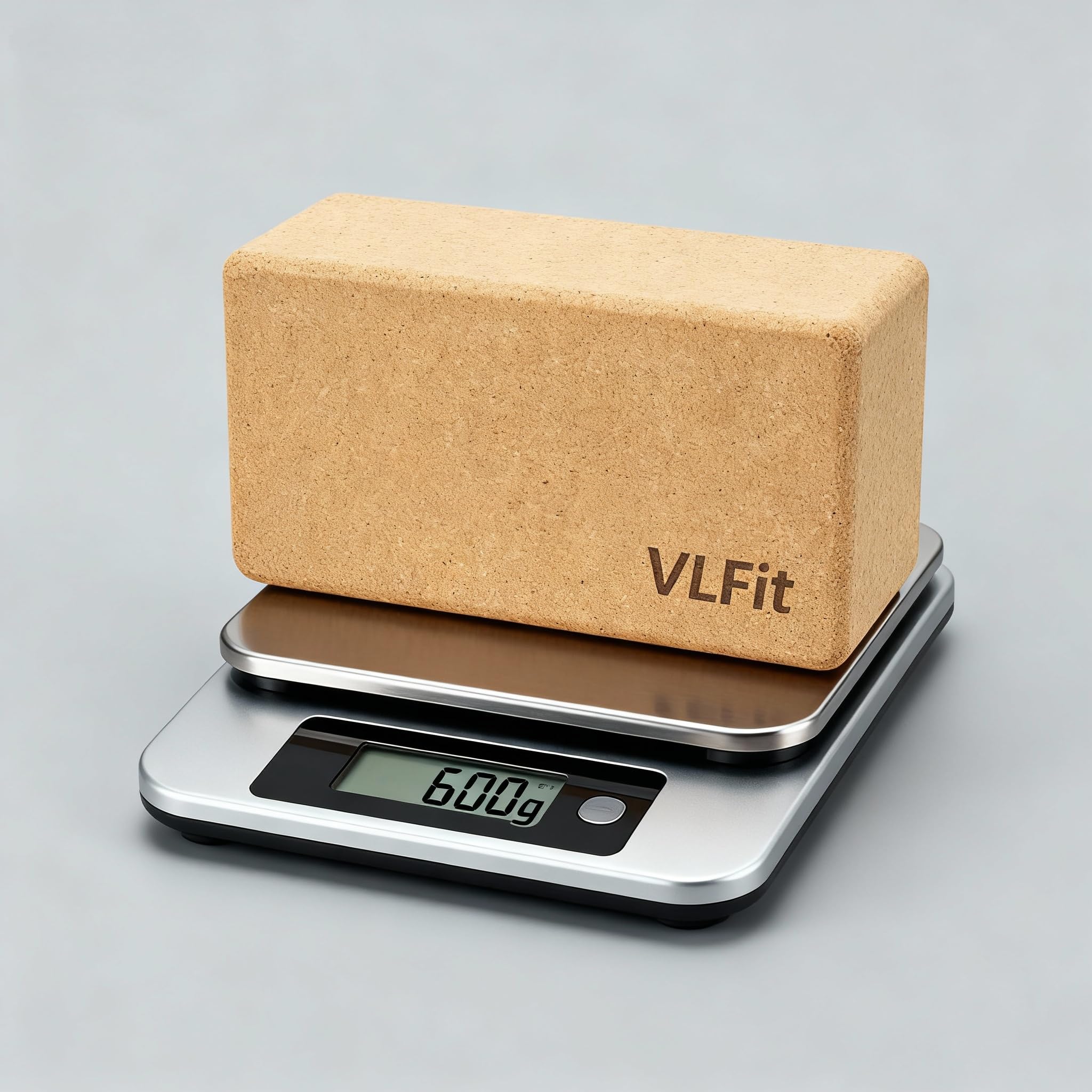 VLFit Lot de 2 blocs de yoga en liège - Avec sangle 00% coton - Respectueux de l'environnement - Fabriqué en liège naturel - Lot de 2 blocs et sangle et une sangle de yoga à boucle en D