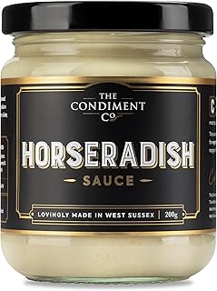 The Condiment Company Horseradish Sauce - Extra Hot British Creamed Horseradish Sauce, Mustard-Free, Gluten Free 200g Jar - Perfect for Christmas Roasts, Festive Feasts, Hampers & Foodie Gifts