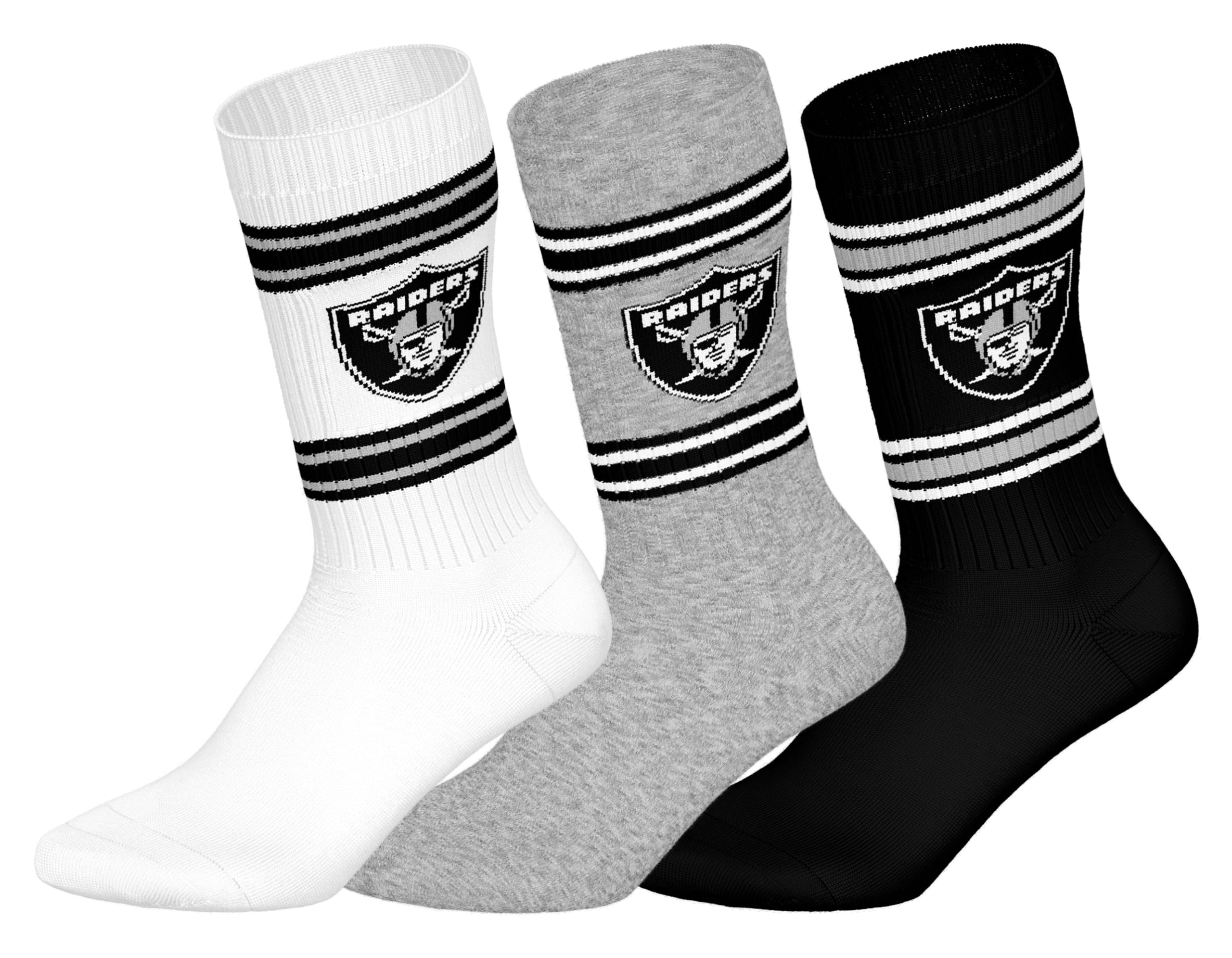 NFL Unisex Las Vegas Raiders Crew Socks Sport Socks (Pack of 3)