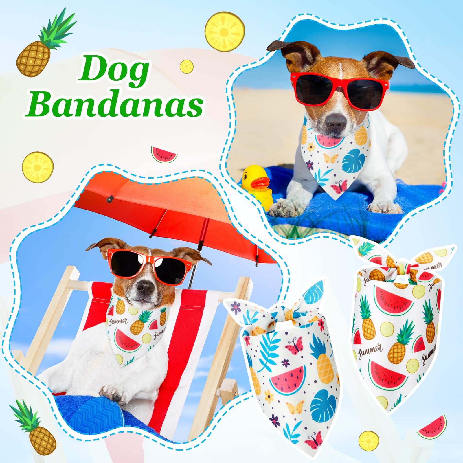 Shyyween Hundehalstücher mit Früchten, für den Sommer, Hawaii, weich, verstellbar, Dreieckstuch für kleine, mittelgroße und große Haustiere, 100 Stück