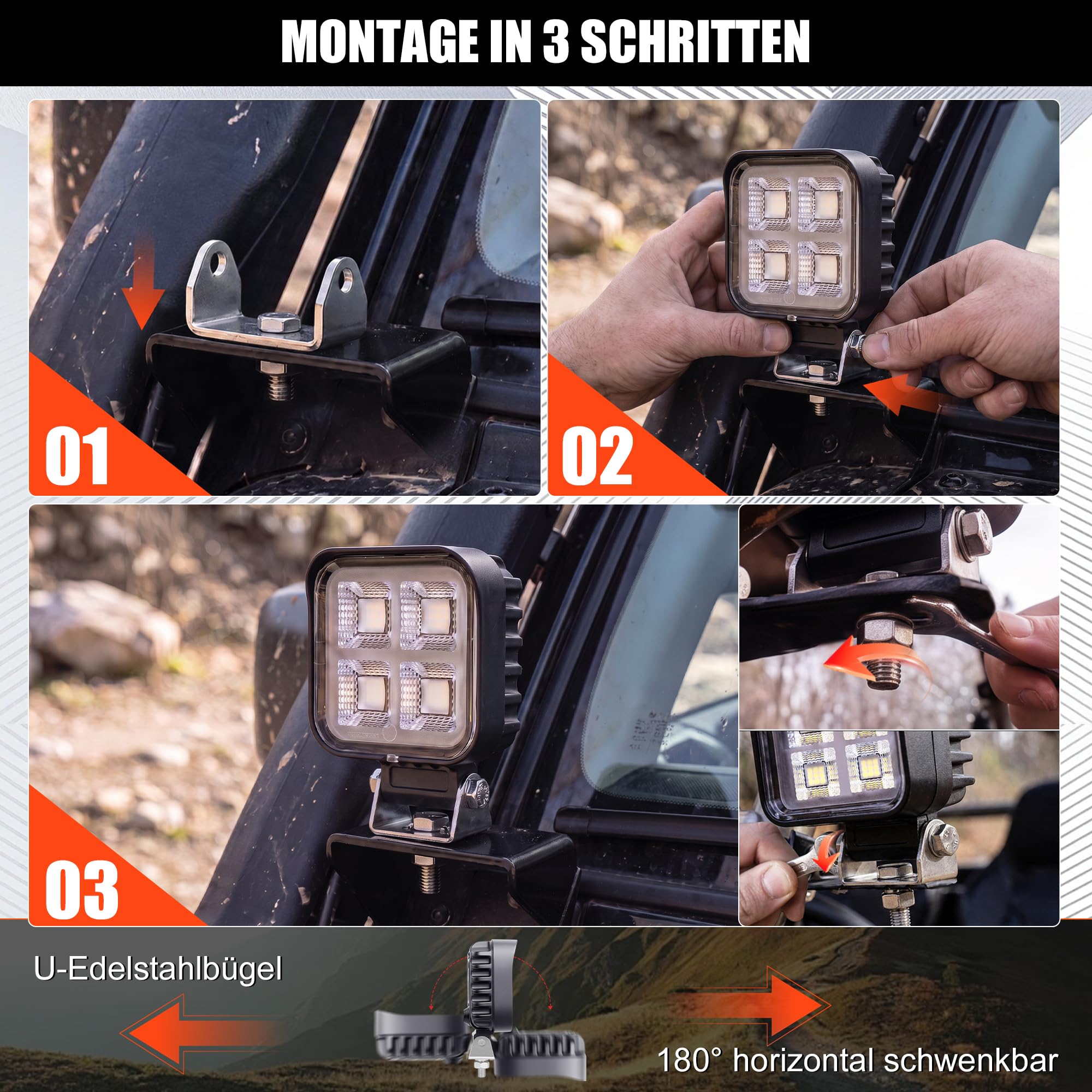 3 Zoll Off-Road LED Arbeitsscheinwerferr, 2325 Echte Lumen,12V/24V