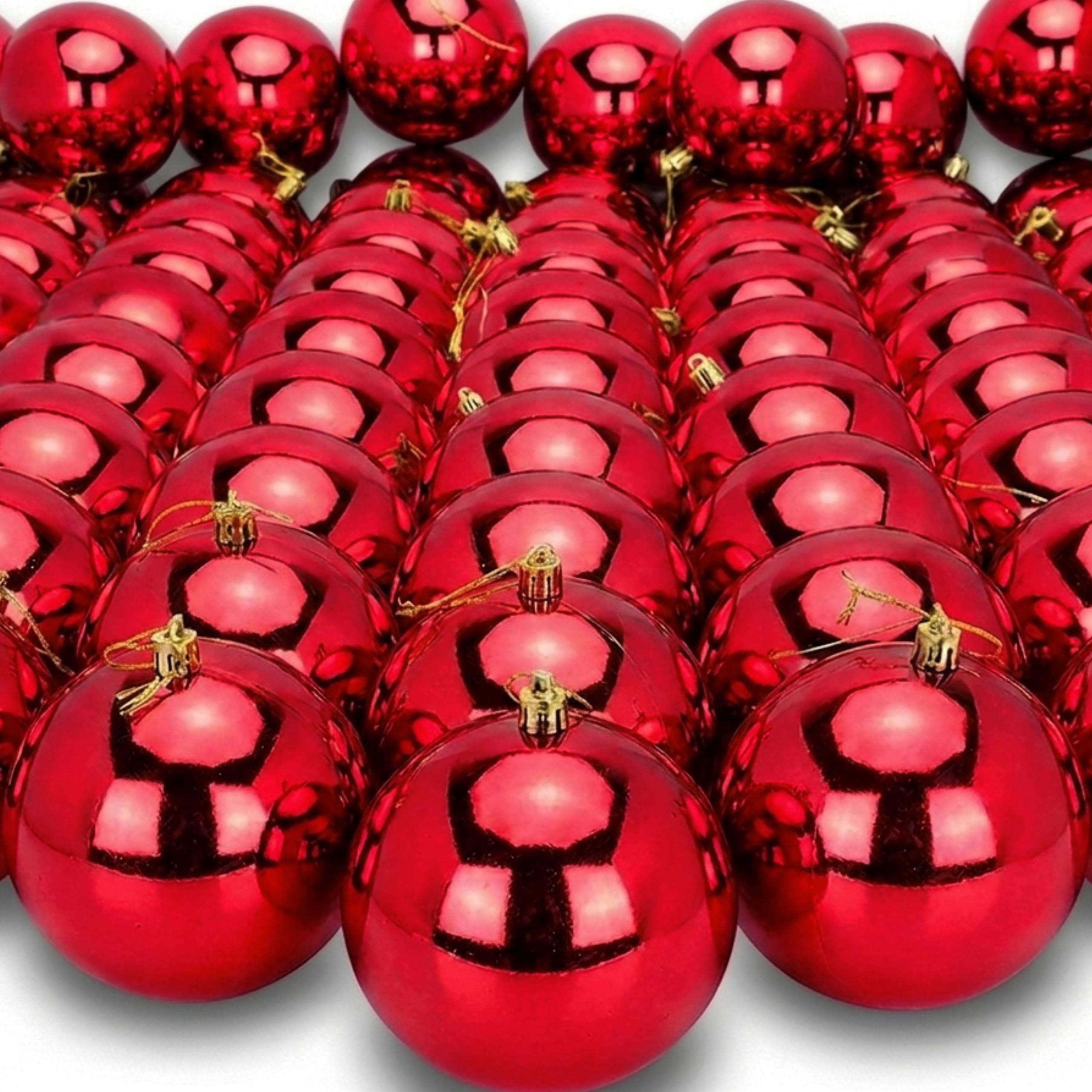 Toyland Red Toyland® 144 Extra Large 100Mm Christmas Baubles - Christmas Tree Decorations (Red)
