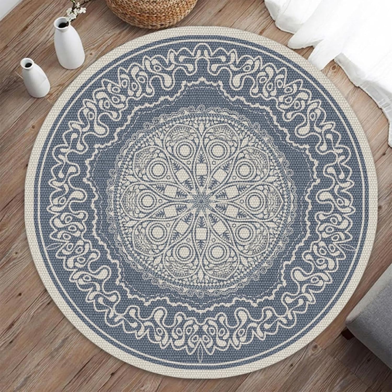 Rug, Living Room, Study Room, Hotel, Vintage, Bohemian, Carpet, Color 4, Moroccan Style, Washable, All Seasons, Rug, Anti-slip, Center Rug, Polyester, Hot Carpet, Round, Summer, Winter, Spring,
