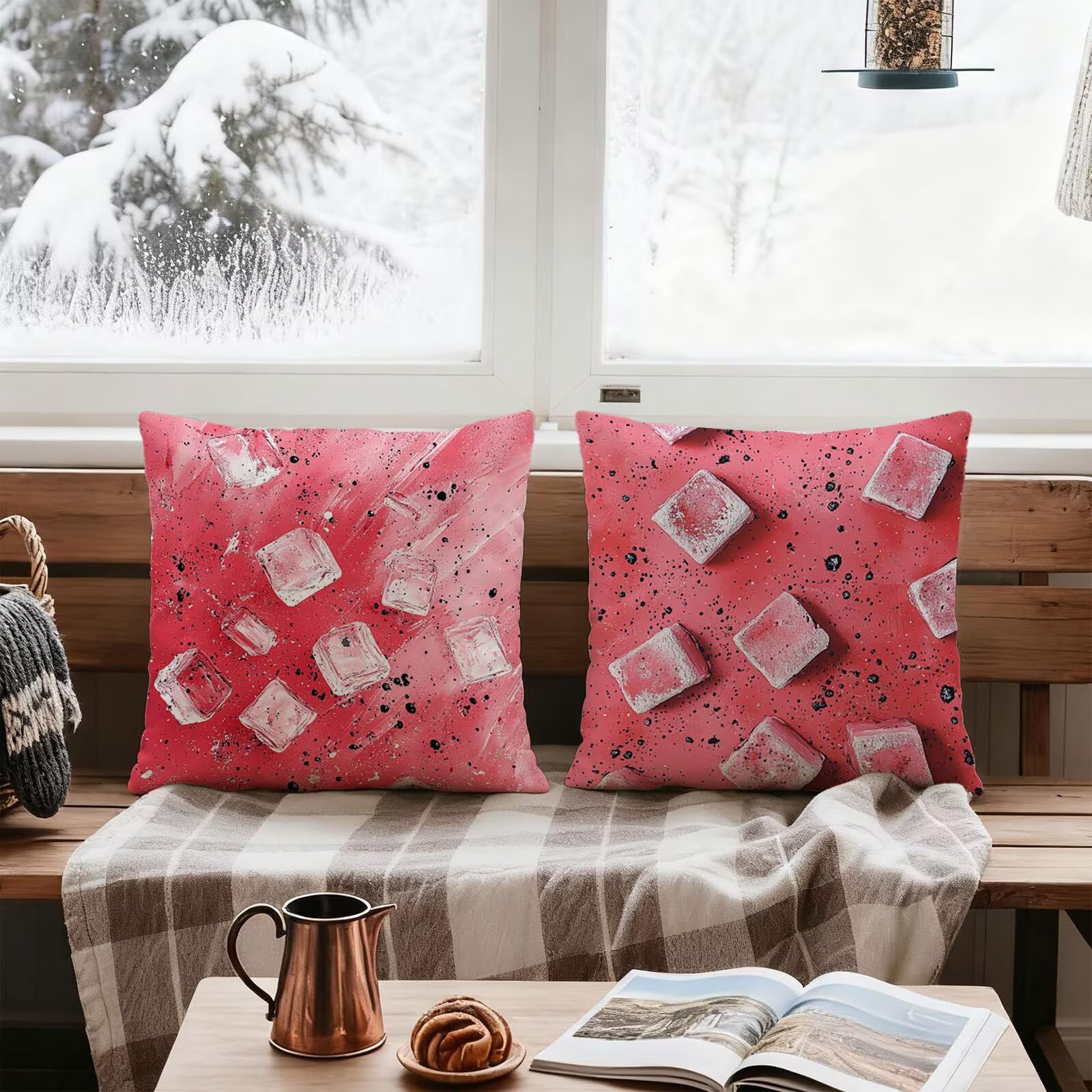 Rosa Funda Cojin 60x60 Negro Funda Almohada 60x60 Cojines Sofa Súper Suave Fundas Cojines Decorativos Fundas Almohadas 4 Piezas Almohada Cervicales y Cuello, para Hogar Cama Salon Decoracion E - 757
