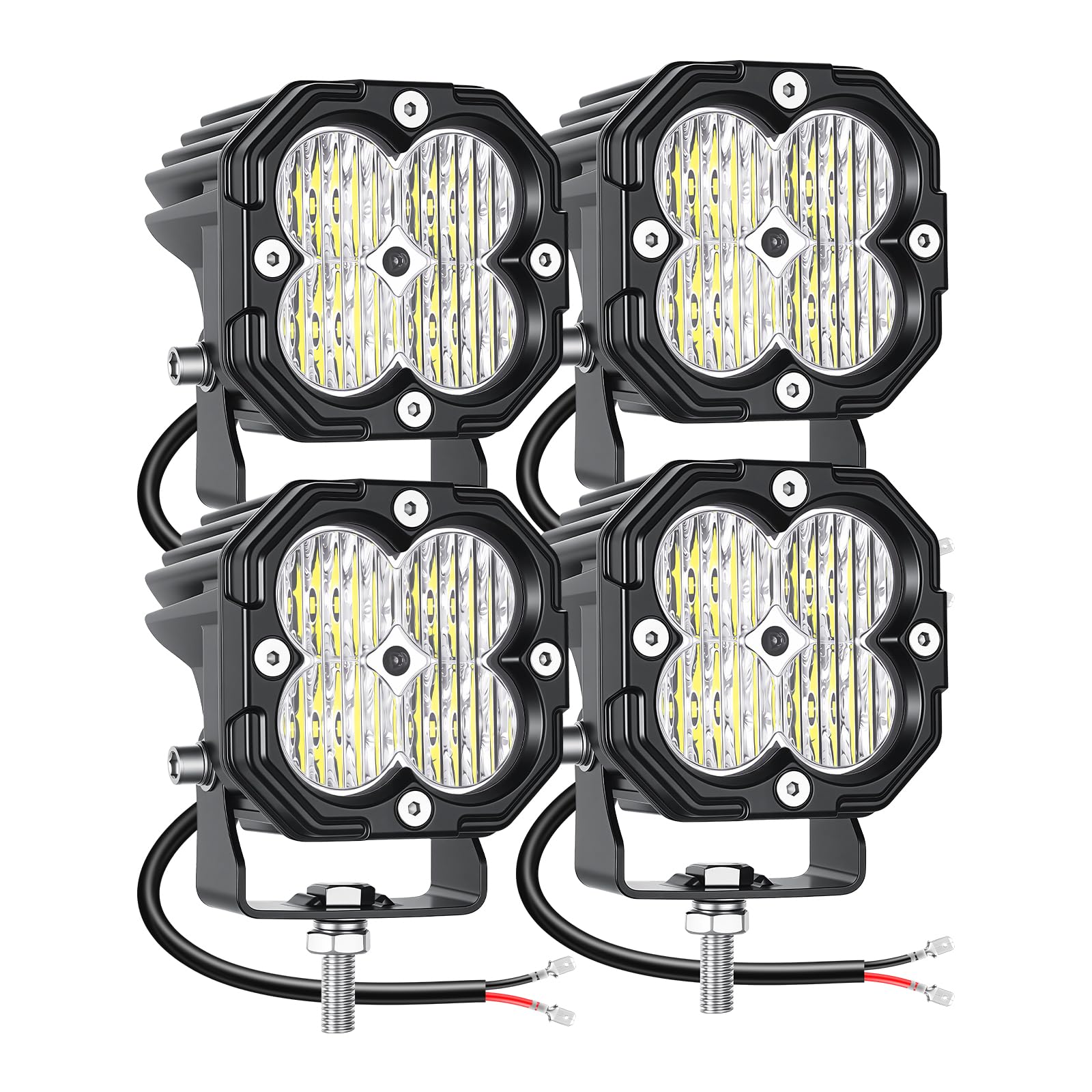 RIGIDON 4x Faro de Trabajo Cuadrado, 3 Pulgadas 30W Foco Led 4x4 Mini