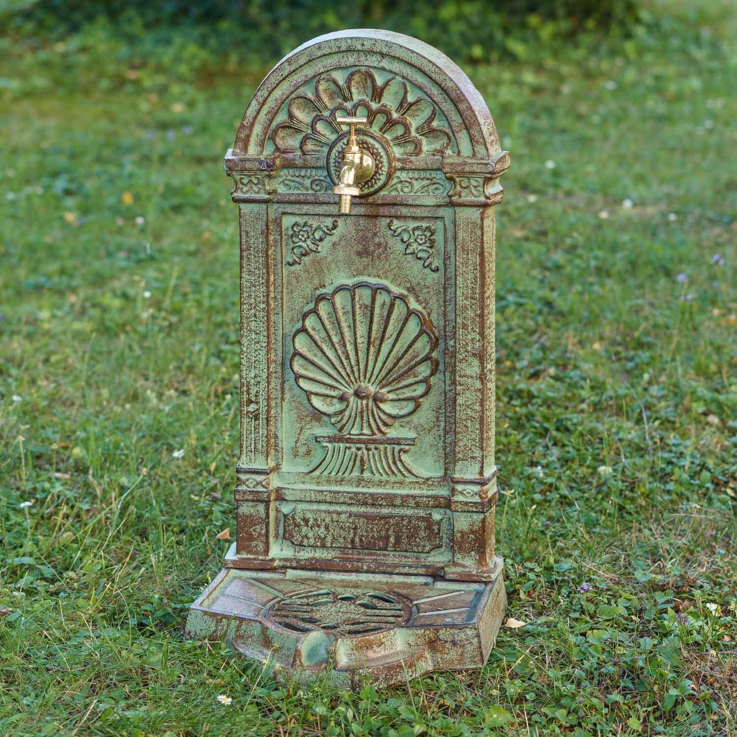 Standbrunnen Brunnen Waschbecken Eisen Wandbrunnen Antik-Stil 69cm grün