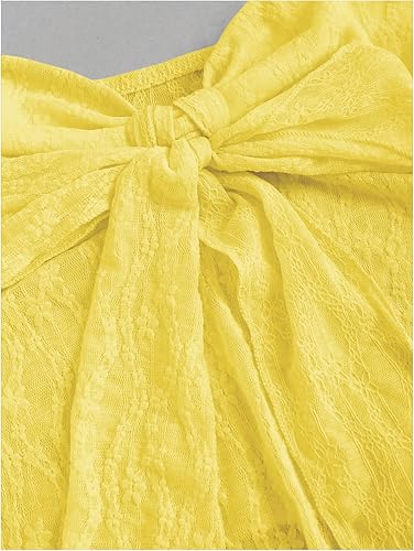 Miniatura 4 de SHENHE Top halter de encaje para mujer, nudo frontal, espalda descubierta, asimétrica, Y2k, coqueta, sin espalda, para salir