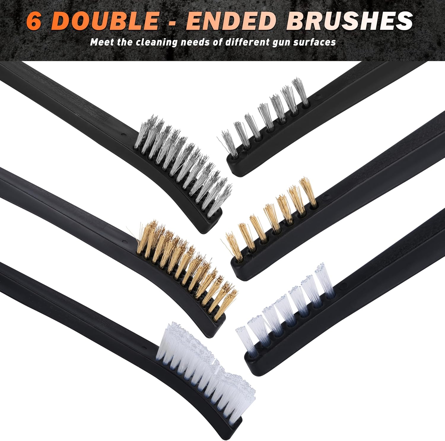 BOOSTEADY Gun Cleaning Brush & Hook Kit in Zippered Organizer Carry Case (8 Pieces) - Double End Brass Steel Nylon Bristle Brushes & Metal Polymer Hooks : Sports & Outdoors