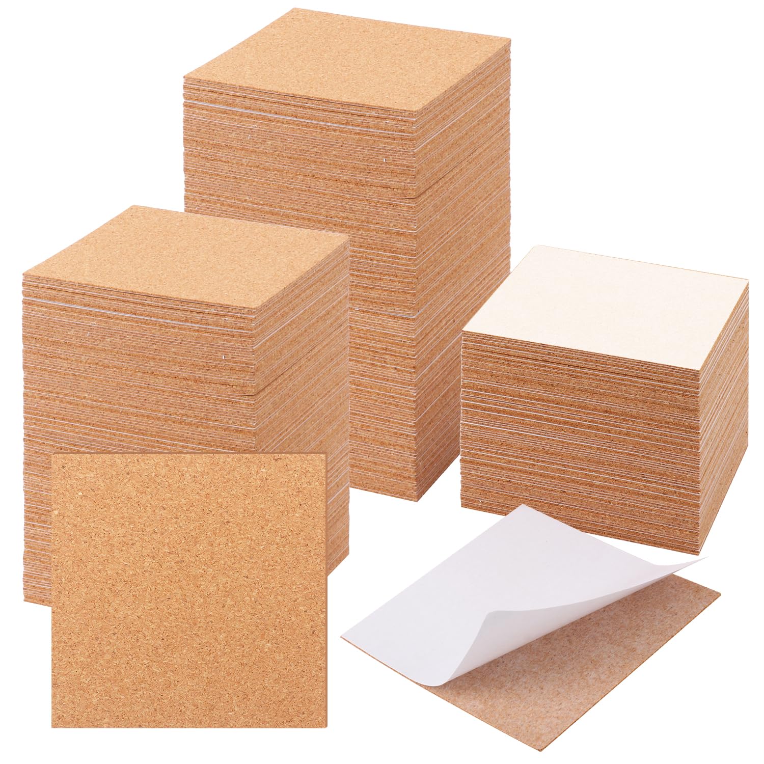 300 pezzi quadrati autoadesivi in sughero, 10 x 10 cm, quadrati con retro in sughero, per sottobicchieri, perfetti per progetti fai da te e artigianato