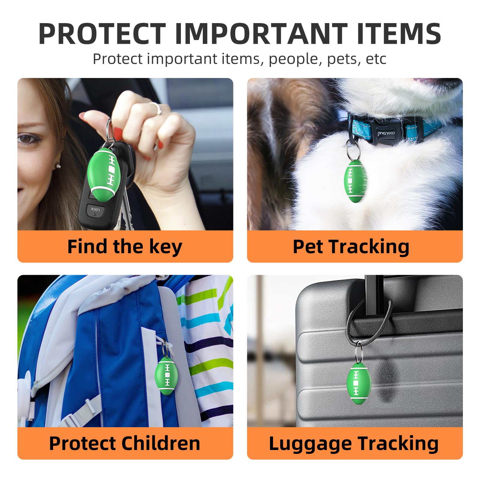 Trova oggetti per bagagli, chiavi e localizzatore di oggetti per animali domestici, zaini, valigie, funziona con Trova la mia app (solo iOS, non per Android)
