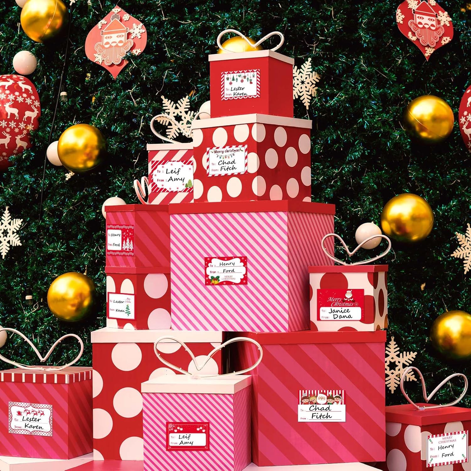 180 PCS Christmas Name Tags for Gifts, Christmas Gift Tags Stickers Labels for Presents, Christmas Name Tags Stickers for Red Christmas Wrapping Paper, Xmas Gift Tags for Holiday Gift - Image 6