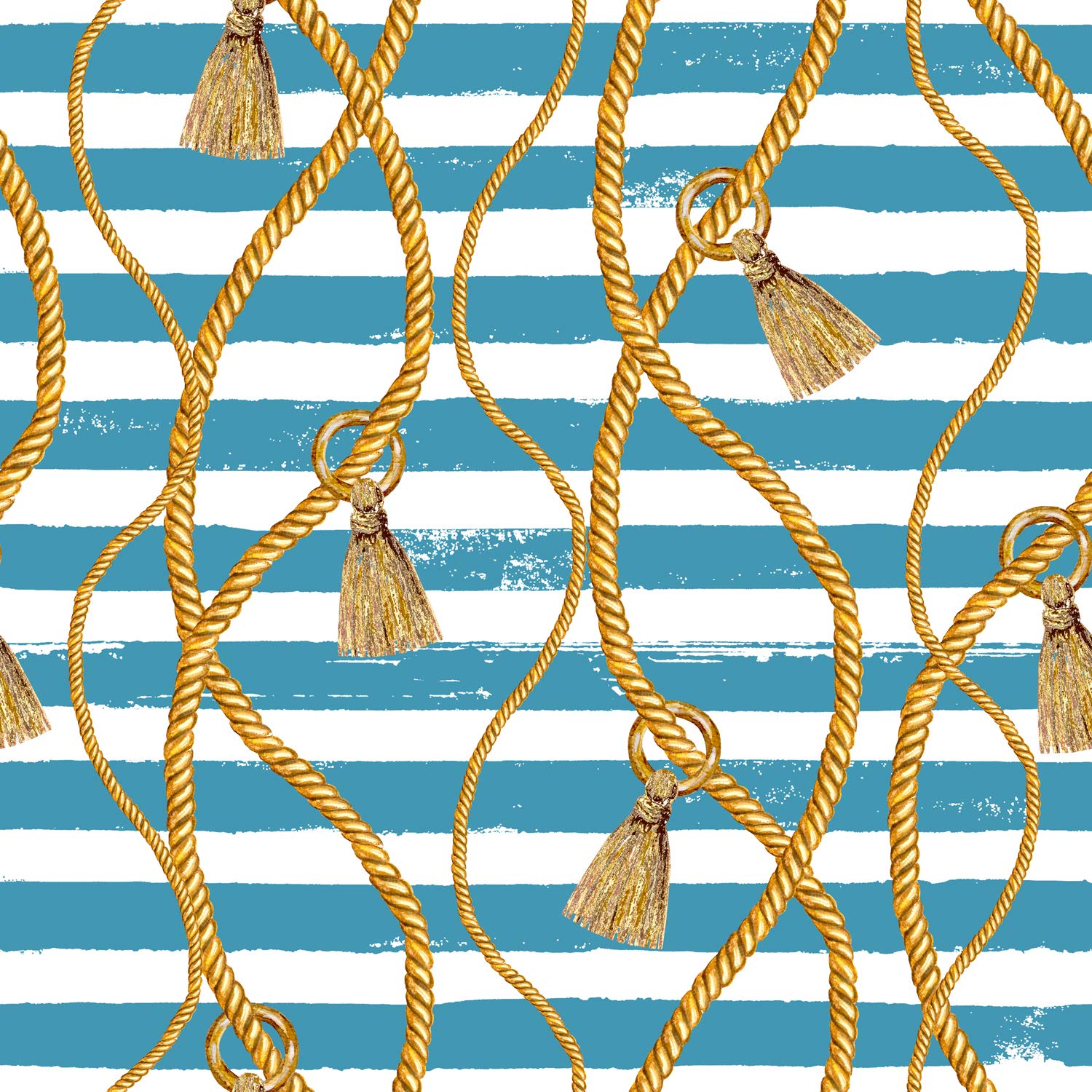DWELLSINDIA Rope in Striped Background Self Adhesive Peel and Stick PVC Wallpaper Waterproof, Scratch Resistant, Laminated (41x244 CM, Blue & Gold, Matt)