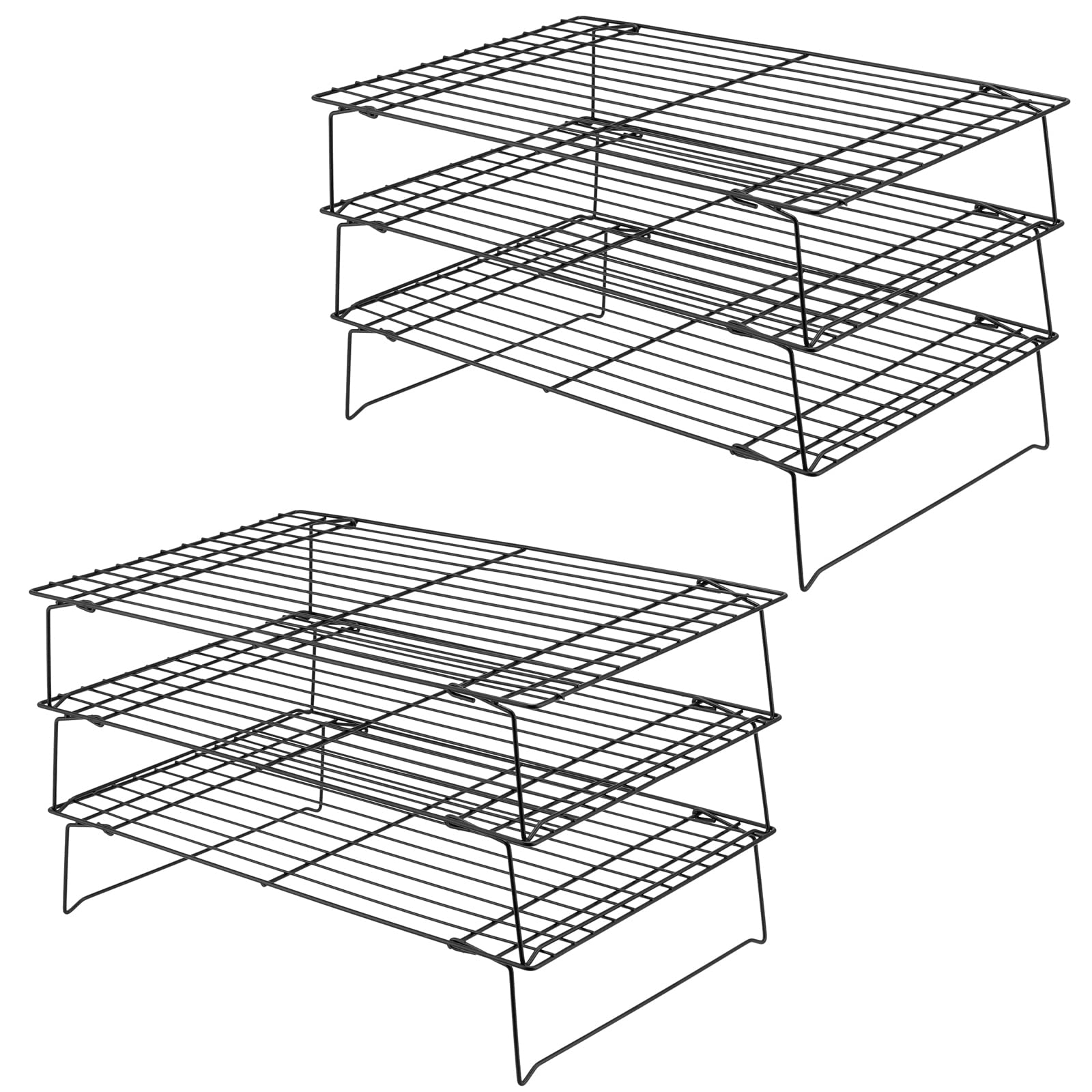 HAKZEON Rejilla de Enfriamiento 3 Niveles - Juego de 2 Estantes Apilables Plegables 40x25cm para Hornear Pasteles Pizza Galletas