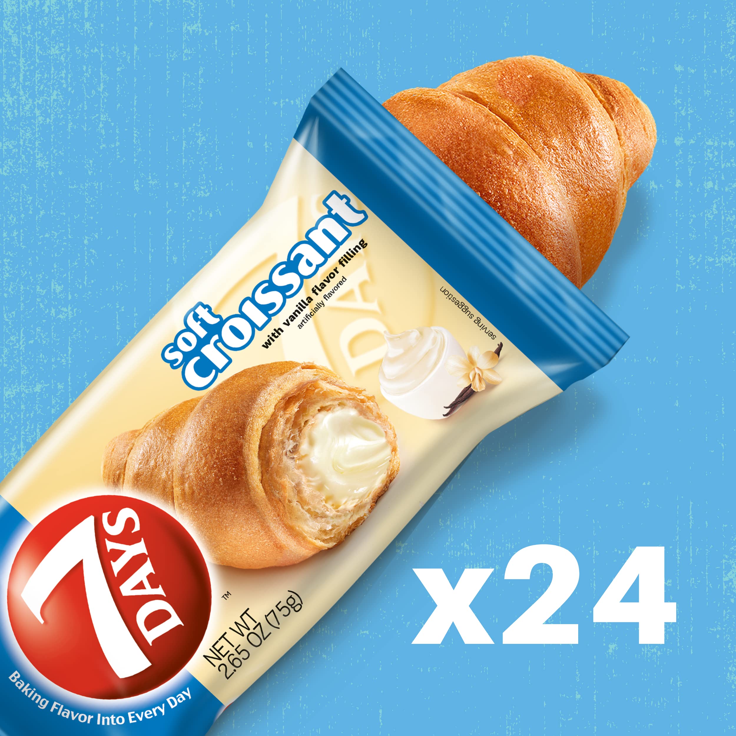 7Days Soft Croissant, Peanut Butter Jelly Filling, On The Go PB&J Lunch, Non-GMO (Pack of 6): Vanilla 2.12 Ounce (Pack of 24)